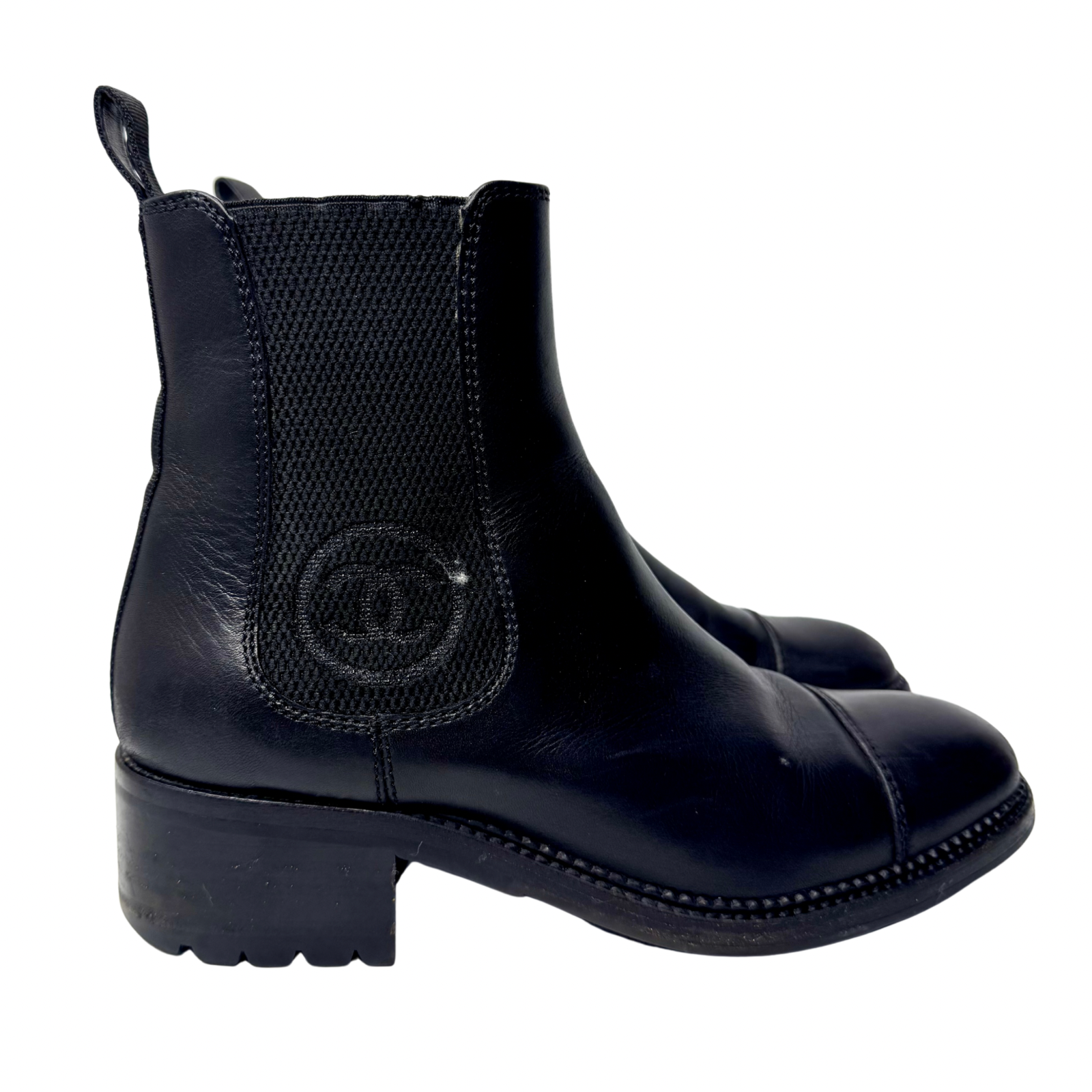 Chanel Black Calfskin Elastic Ankle Boots – Size 36