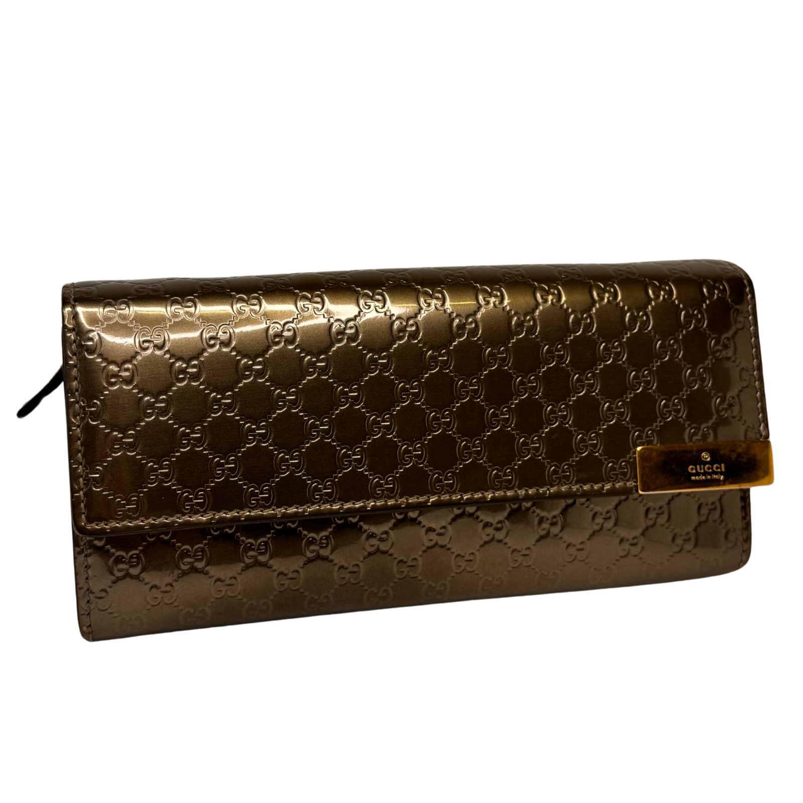 Gucci Leather Wallet on Chain Metallic Silver-Bronze