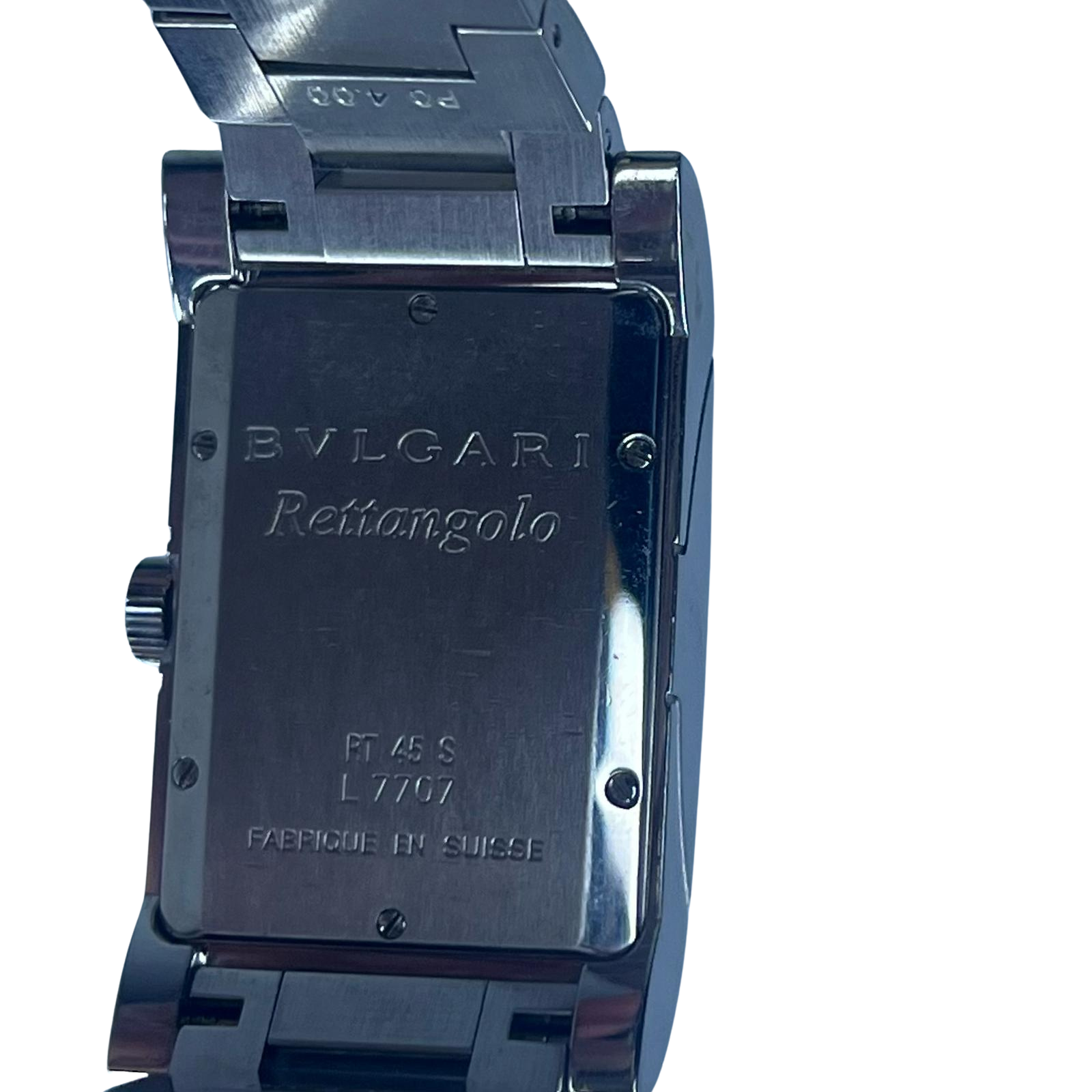 BVLGARI Rettangolo RT45S Automatic Watch Mens– 45mm – White Dial –Stainless Steel