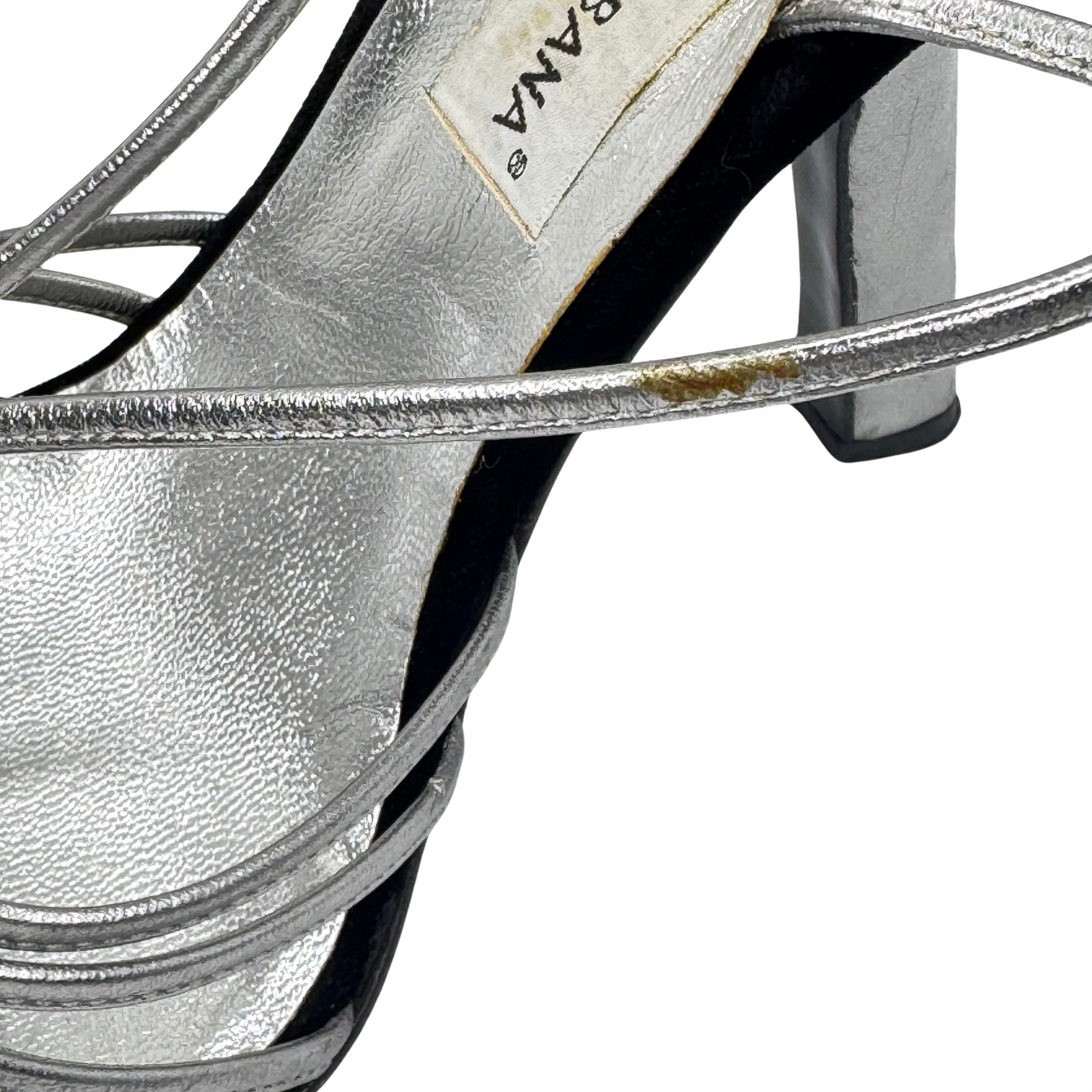 DOLCE & GABBANA Silver Metallic & Black Velvet Strappy Heels - Size 39.5