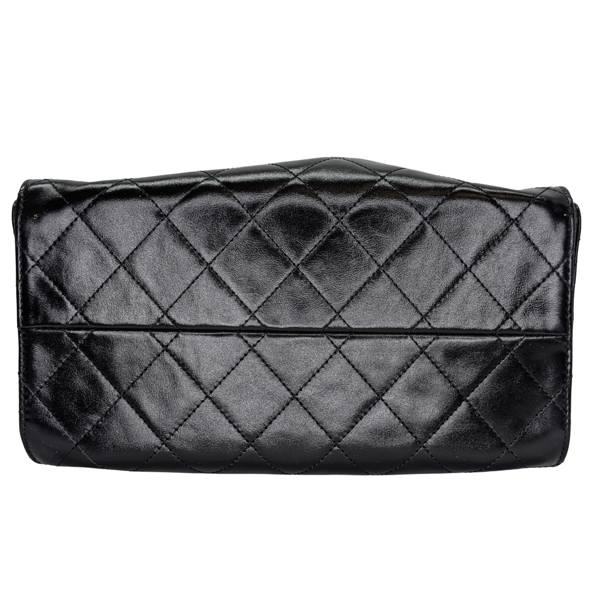 Chanel Small 25 Gold Tone Crumpled Calfskin Handbag Black