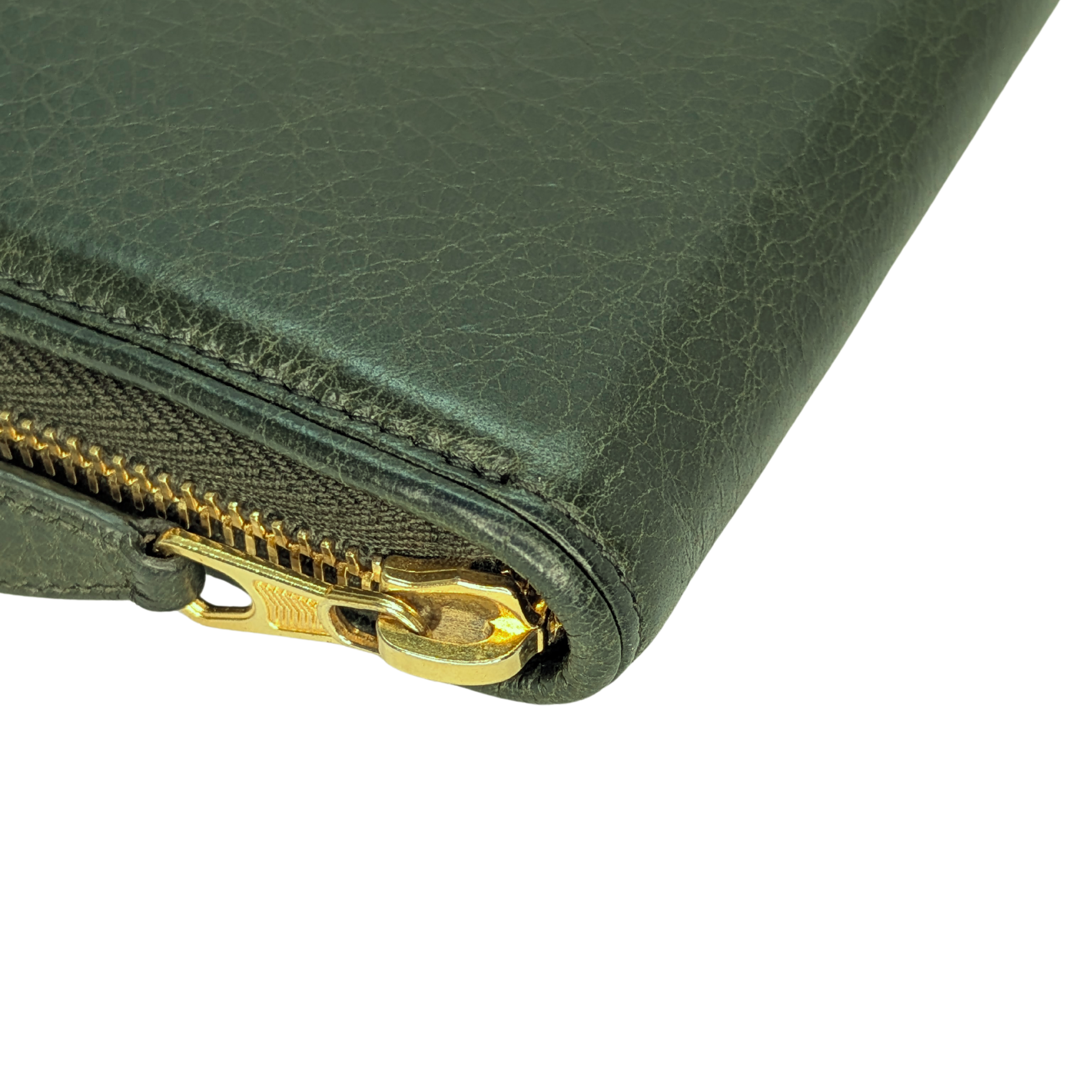 Balenciaga Zip Around Long Wallet Olive Green