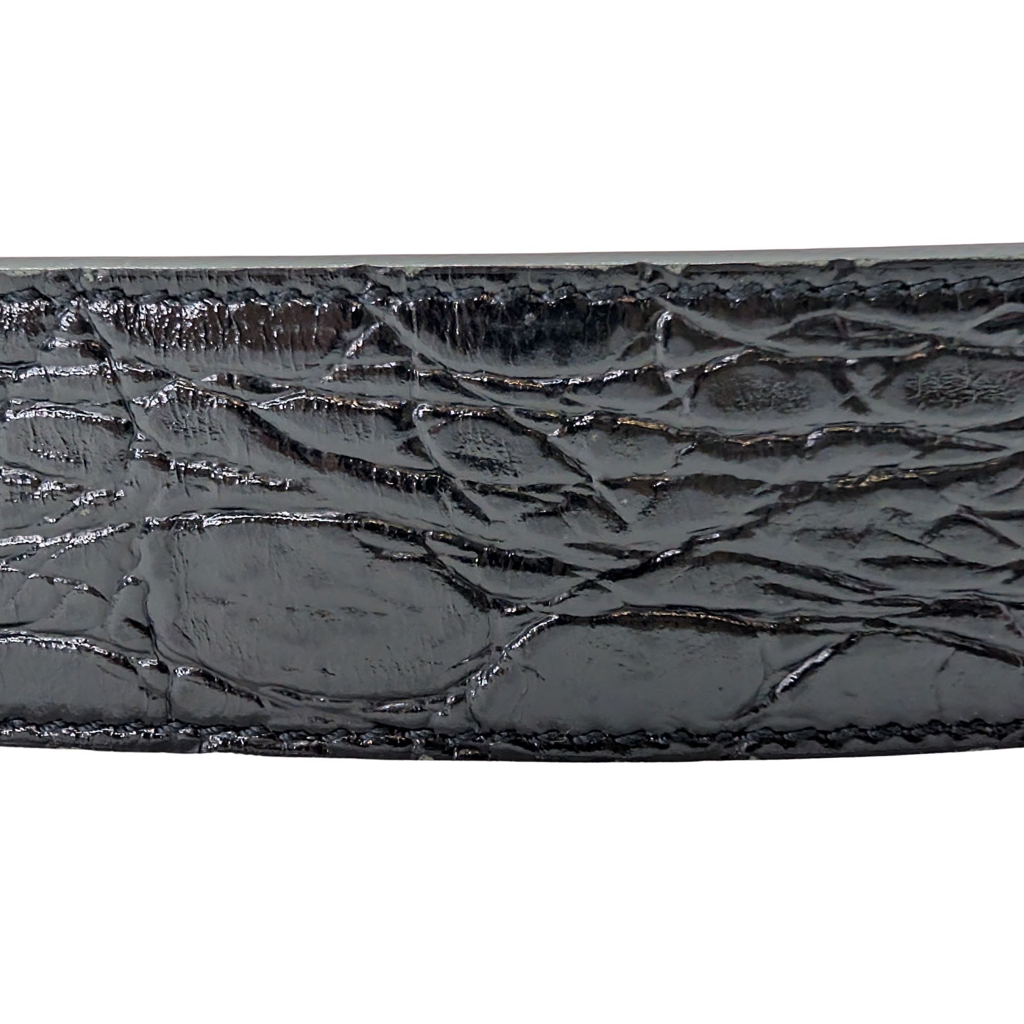 Yves Saint Lauren Embossed Crocodile Belt Black 80cm - Lost Designer