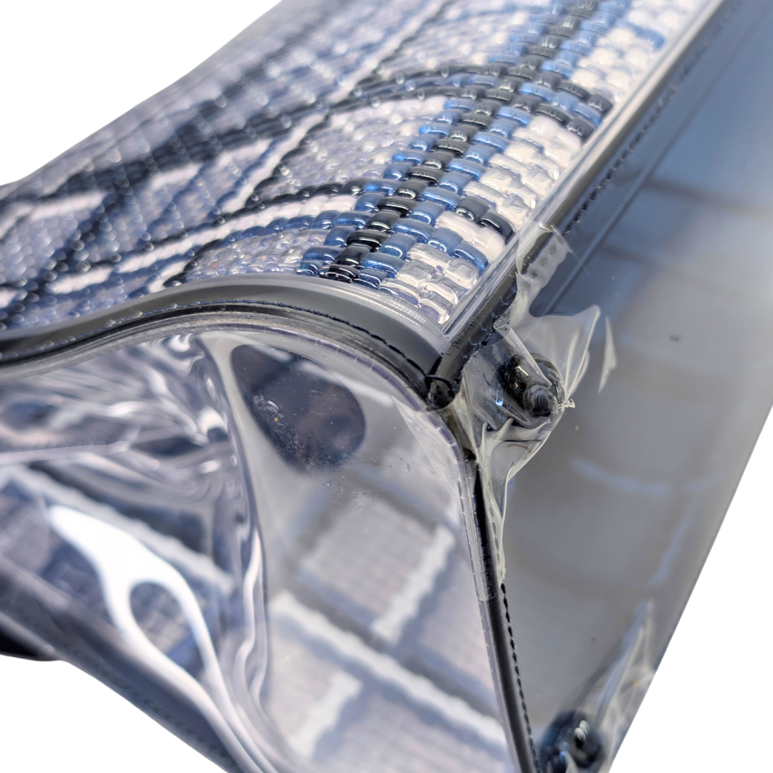 Delvaux Vinyl Gingham The Dreamer MM Brillant Satchel Bag Navy