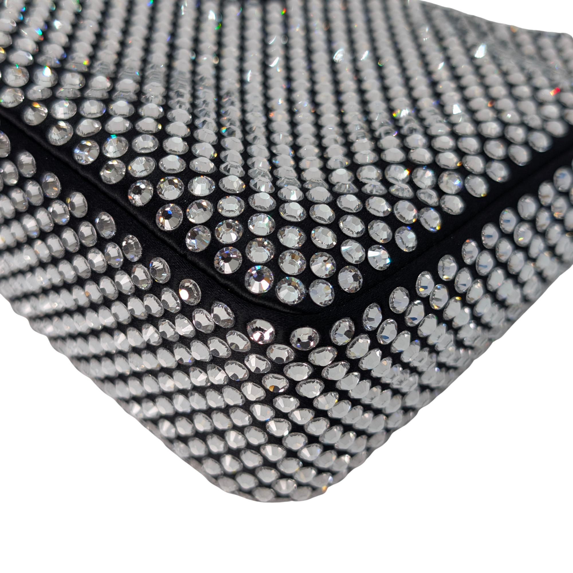 Black Prada Re-Edition Mini Satin Crystals Shoulder Bag