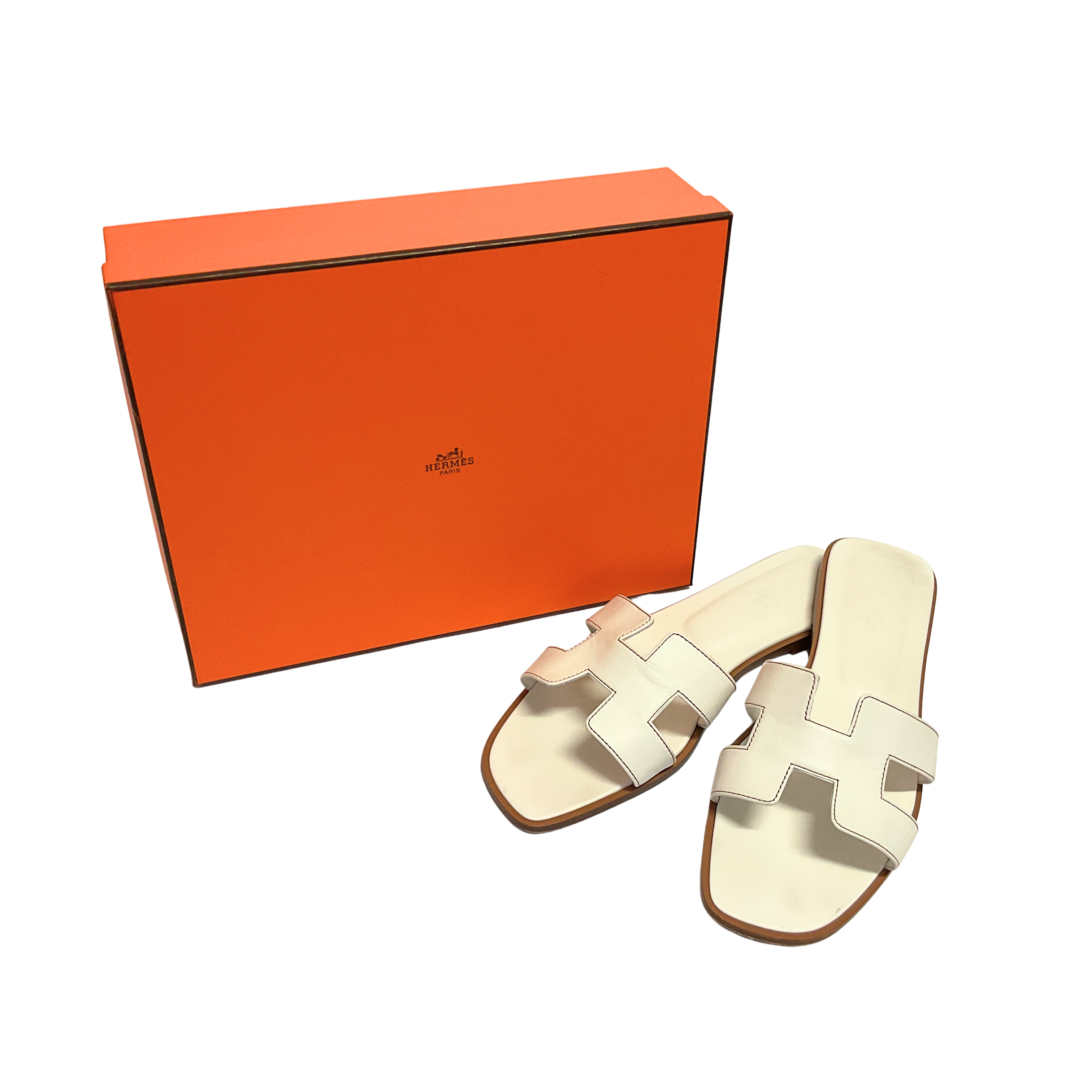Hermes Oran Sandals White size 41