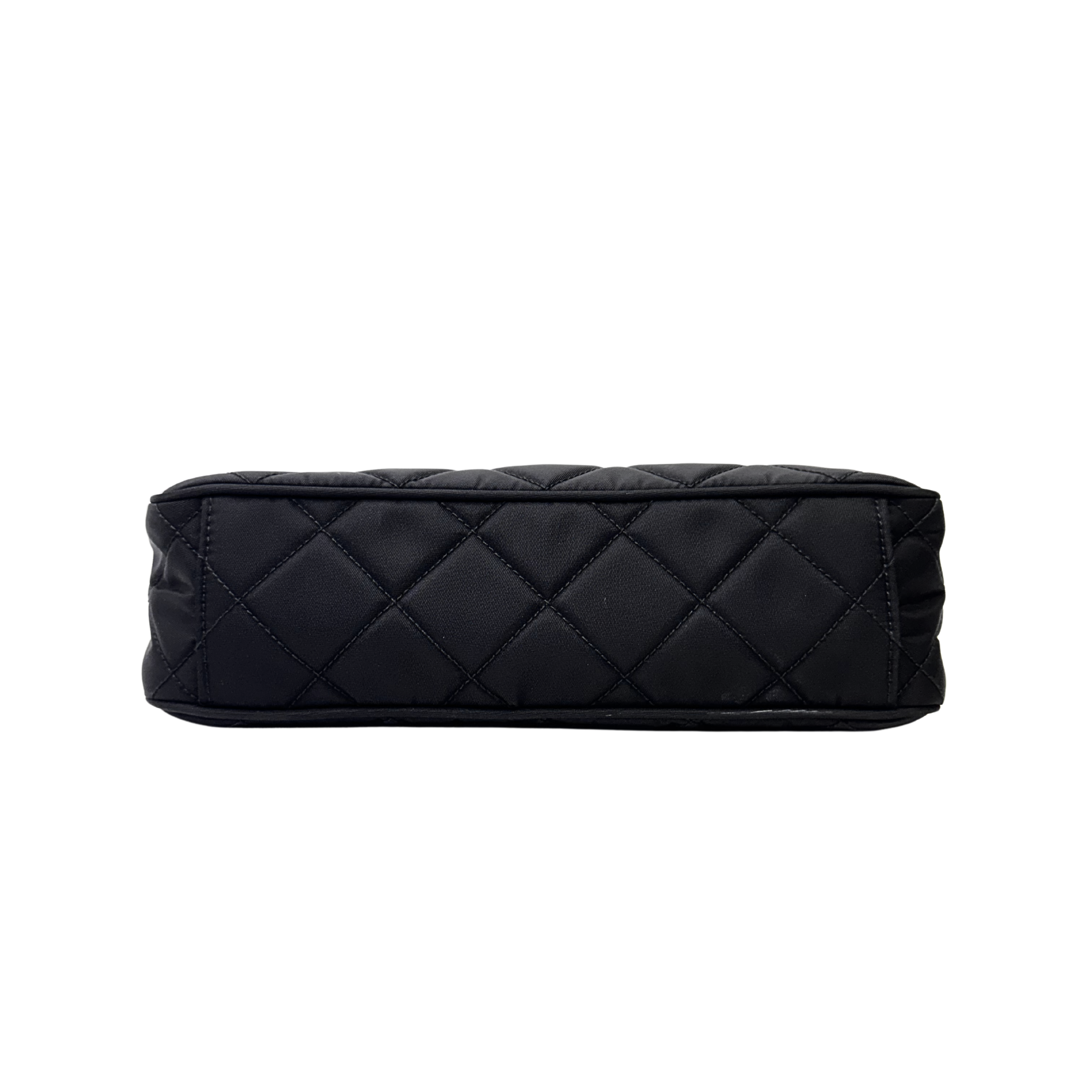 Prada Tessuto Quilted Chain Crossbody Bag Nylon Black