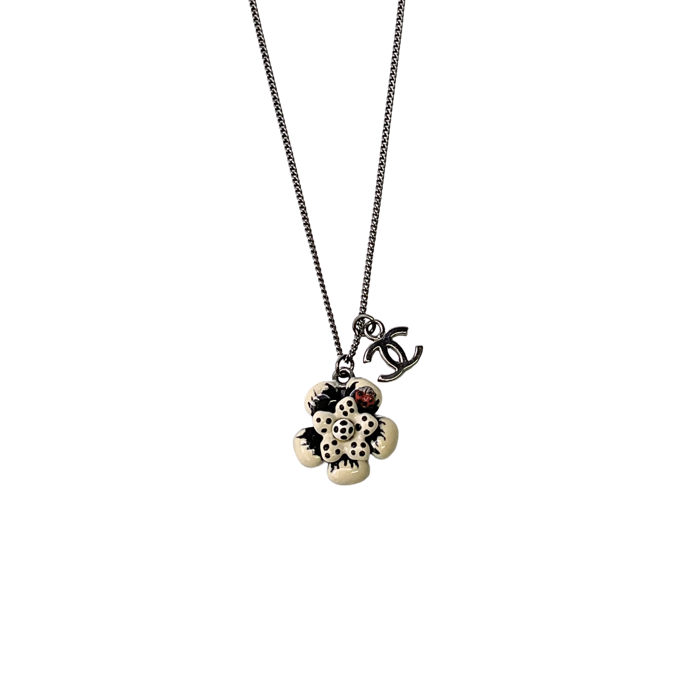 Chanel LadyBug Flower Necklace CC Logo