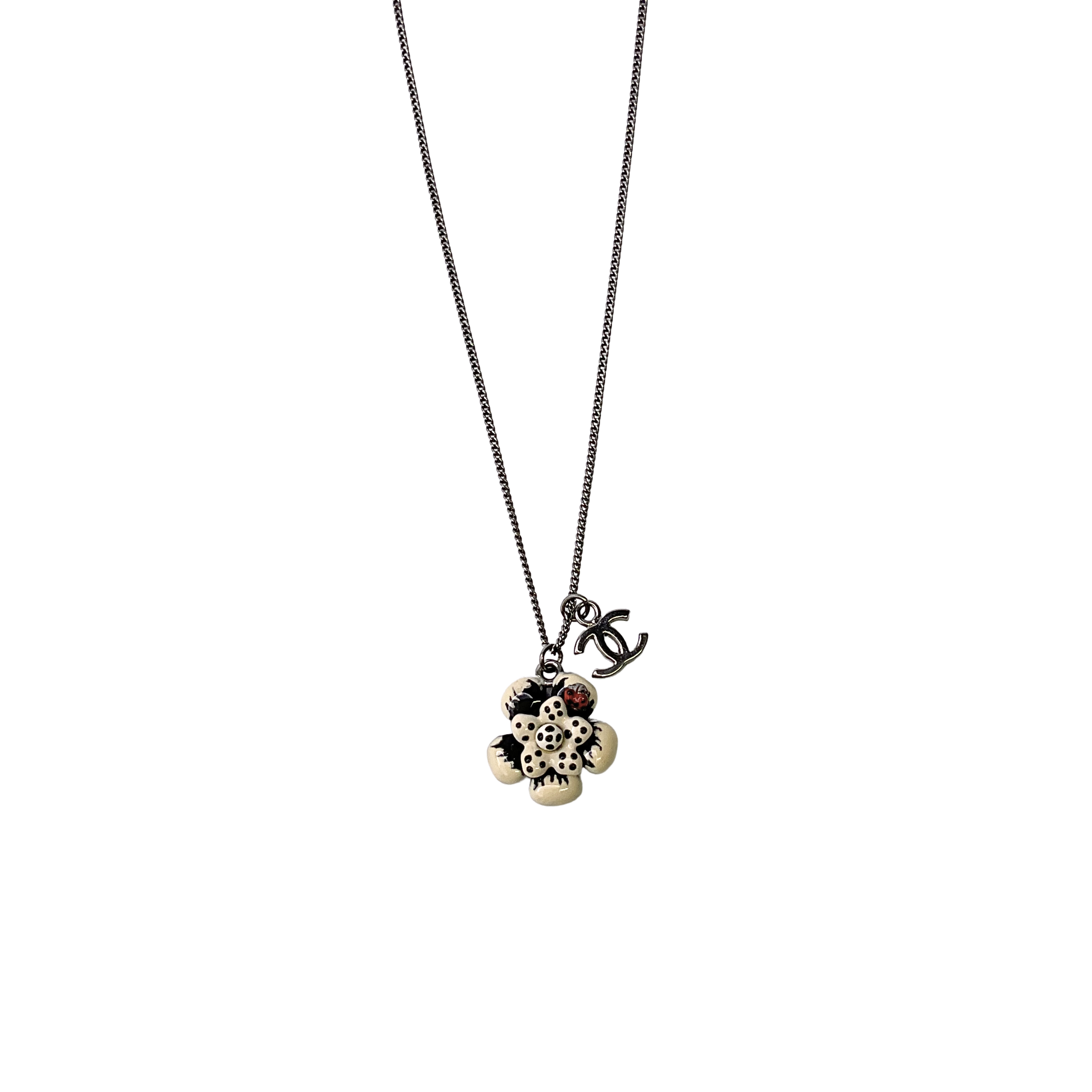 Chanel LadyBug Flower Necklace CC Logo