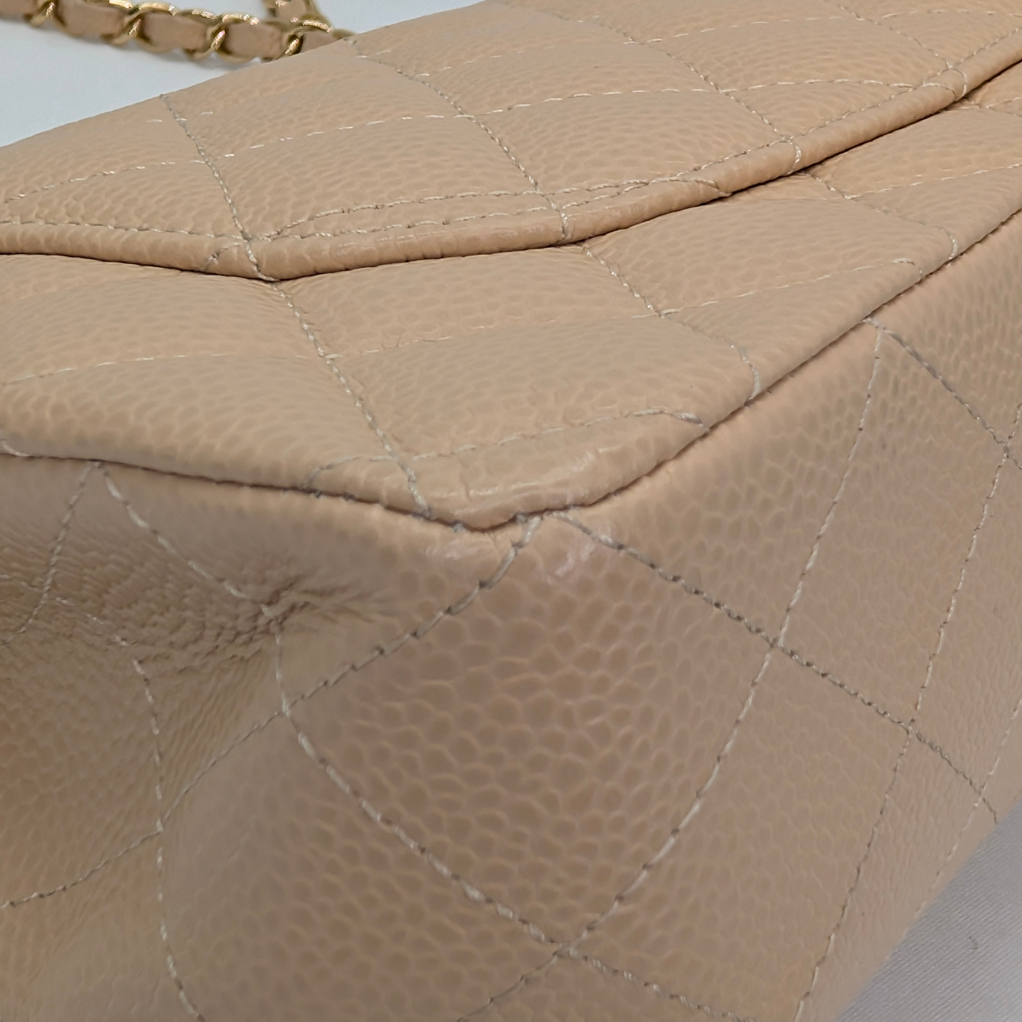 Chanel Classic Flap Small Caviar 2022 Microchip Shoulder Bag Beige