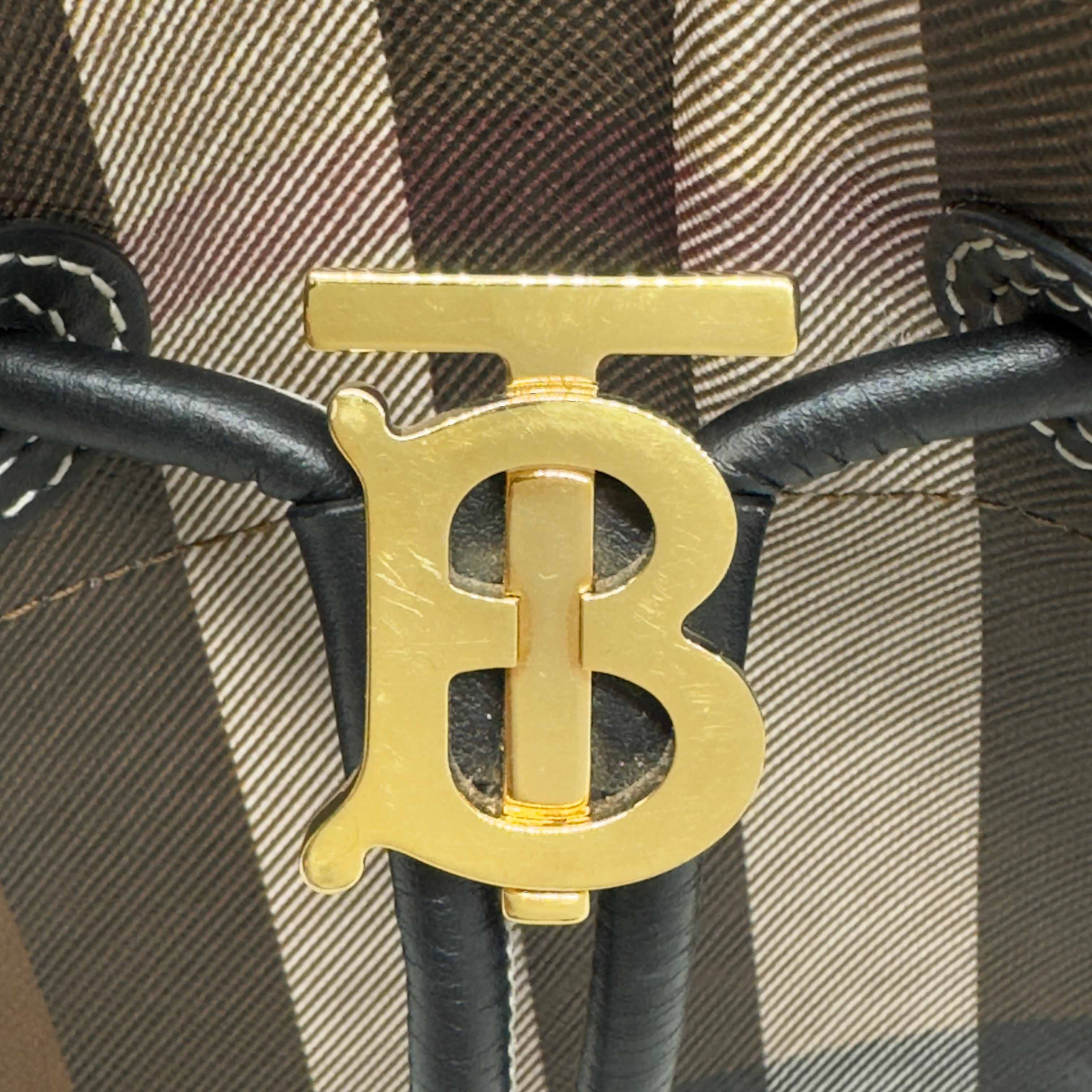 Burberry TB Small Check Bucket Bag Brown