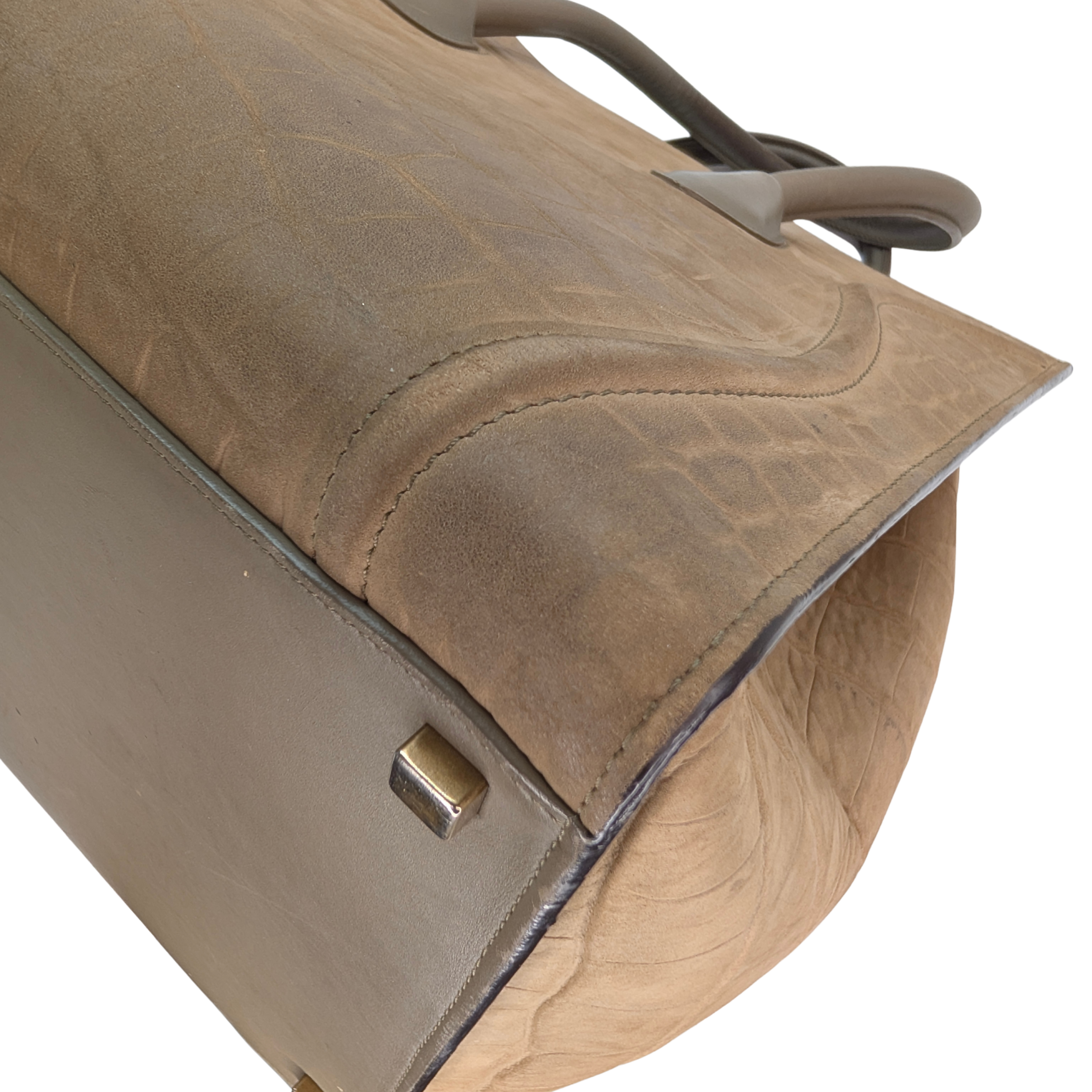 Celine Crocodile Embossed Medium Phantom Luggage Tote Bag Beige