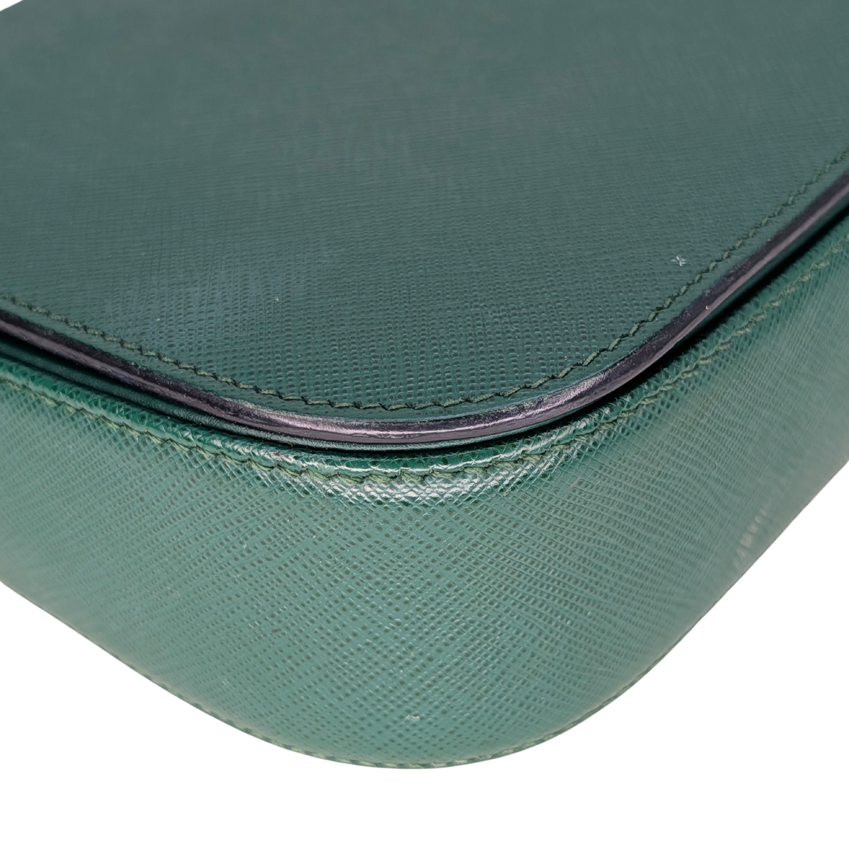 Prada Saffiano Lux Emblem Flap Shoulder Bag Green