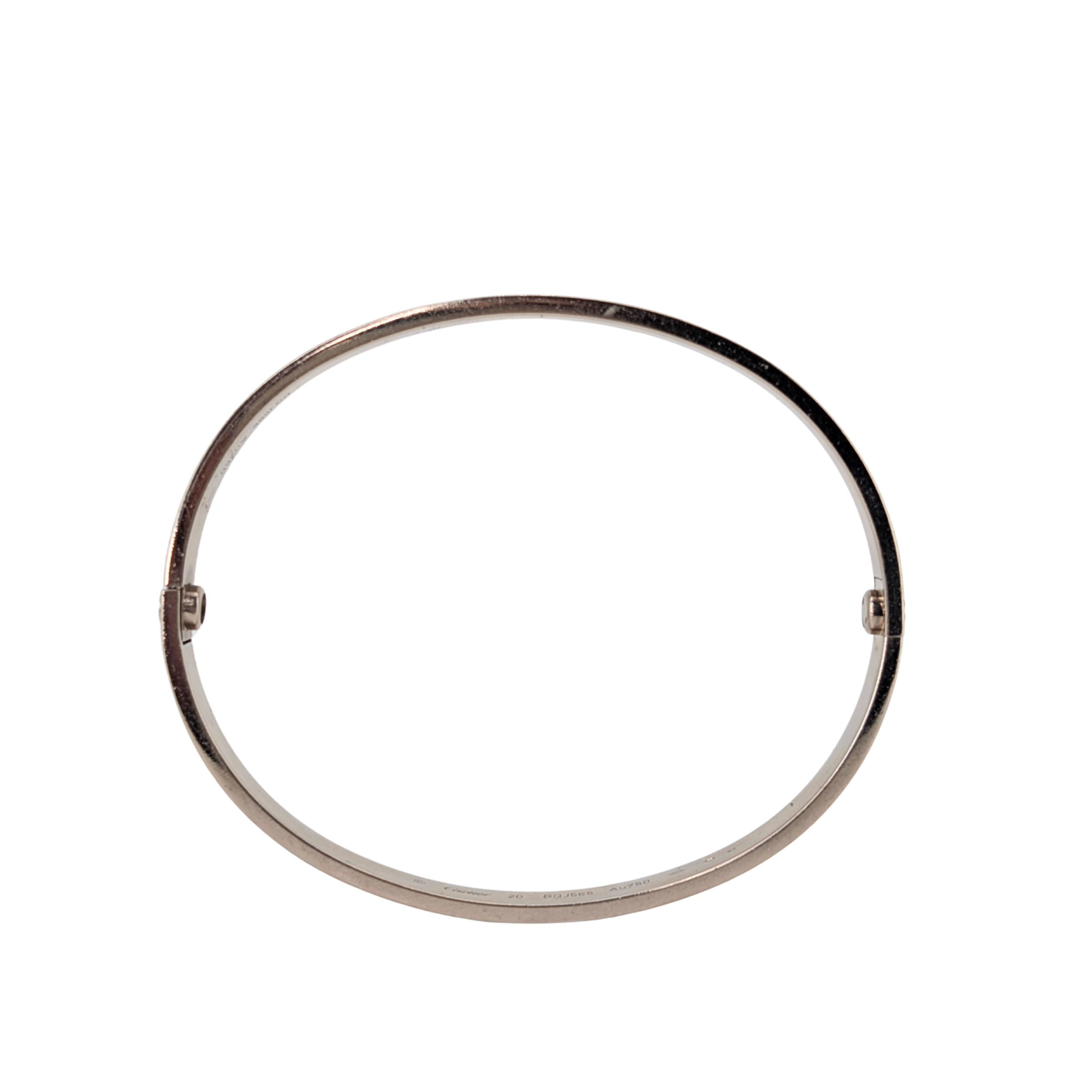 Cartier Love Bracelet Classic Model 18K White Gold Size 20