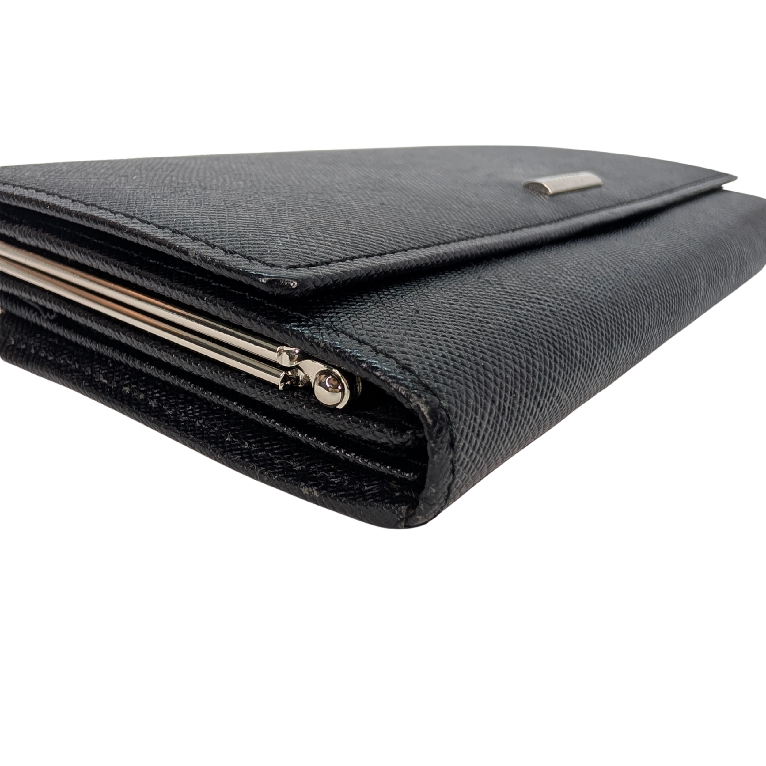 Burberry Black Long Wallet Leather Black