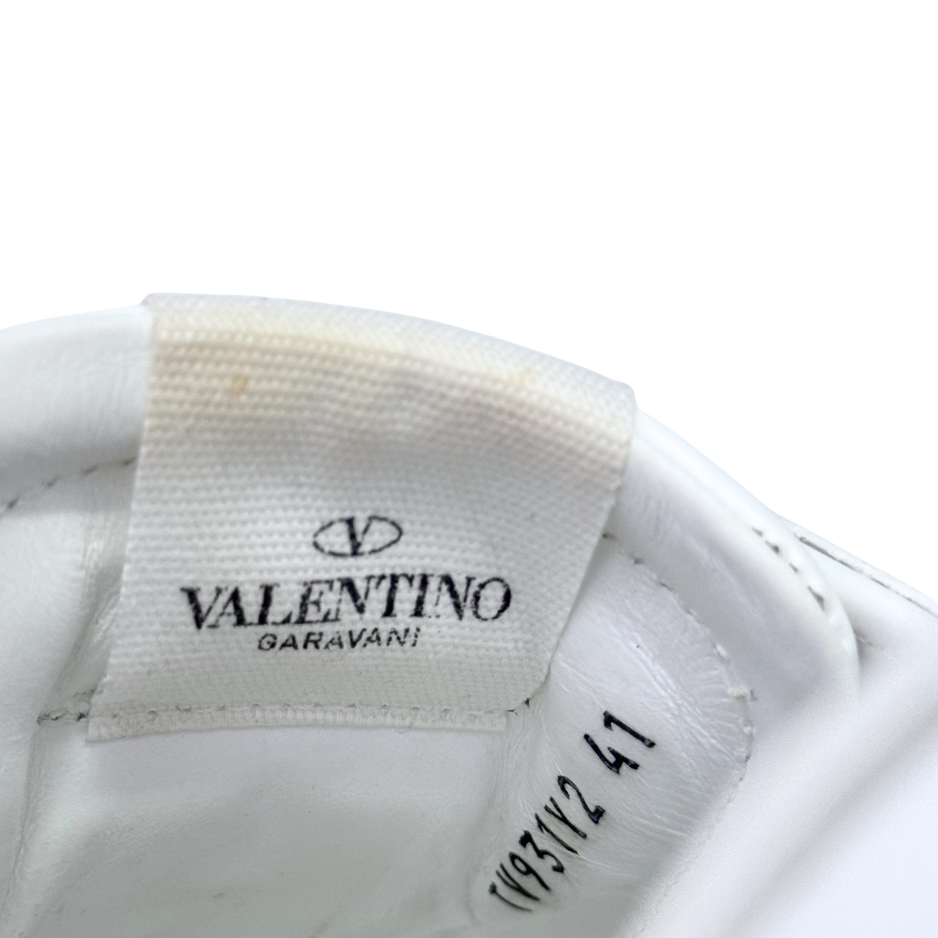 White Valentino RockStud Sneakers, 8 US