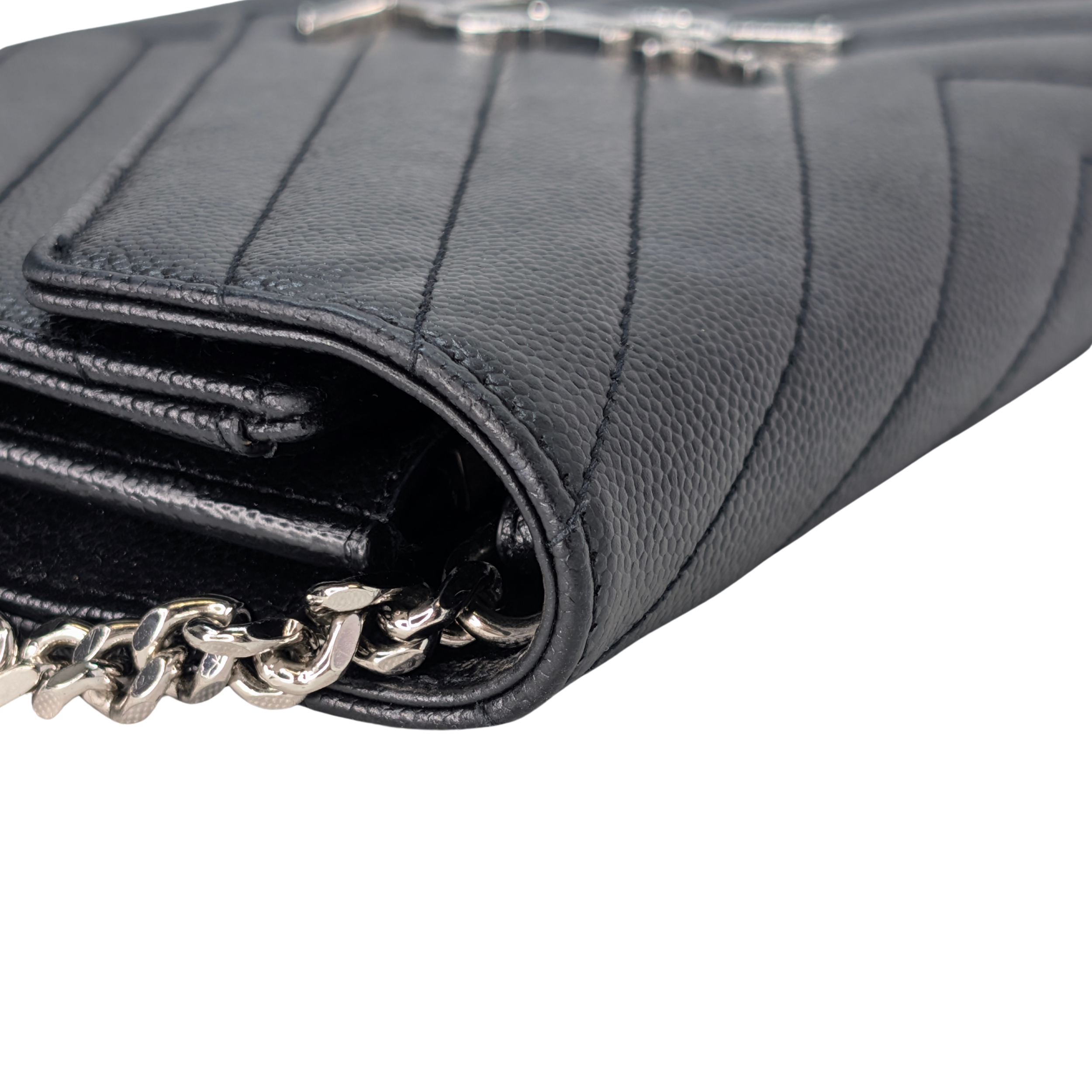 Yves Saint Laurent Cassandra Envelope Wallet on Chain Black