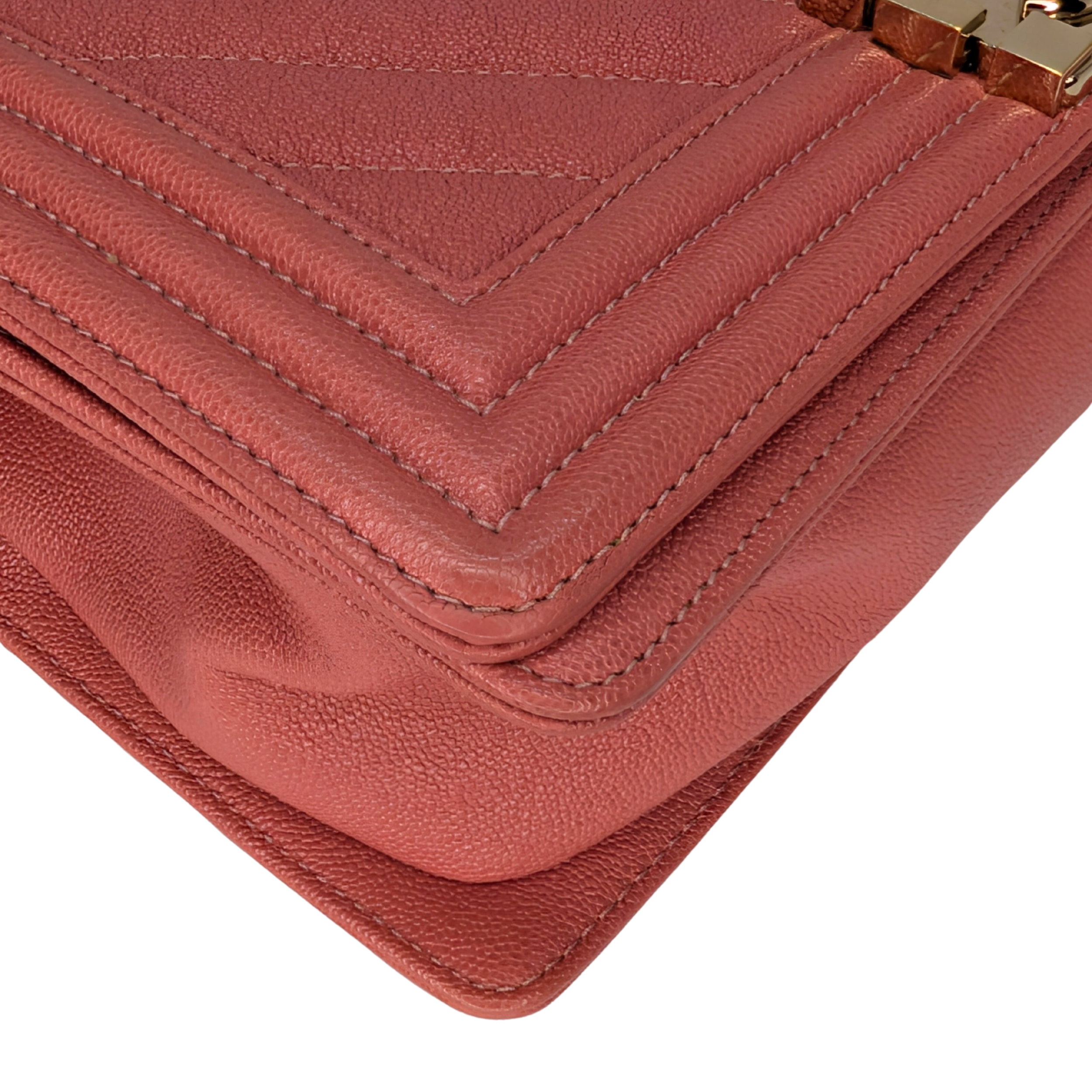 Chanel Caviar Chevron Quilted Medium Boy Flap Pink