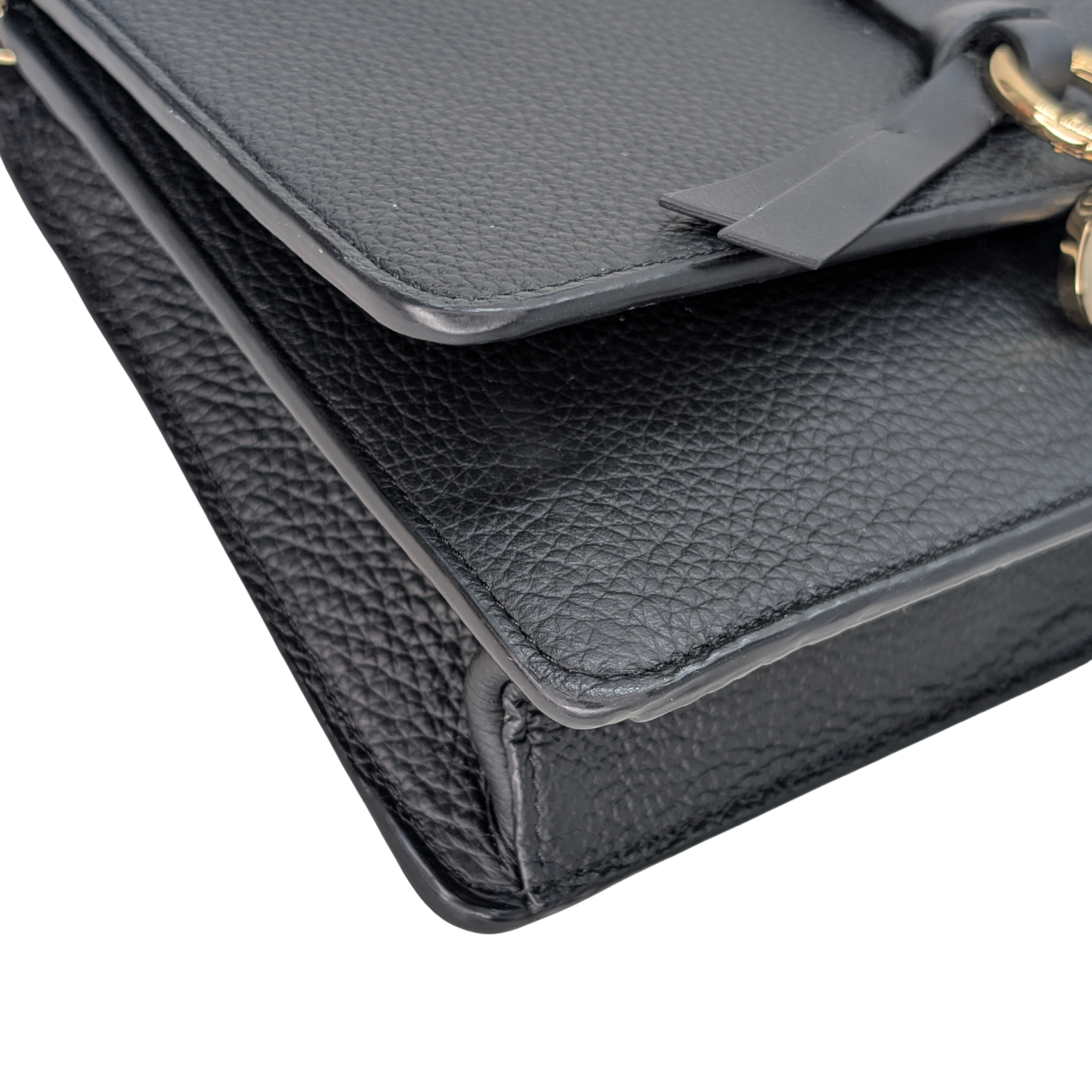 Chloé Alphabet chain Clutch Bag Leather Black