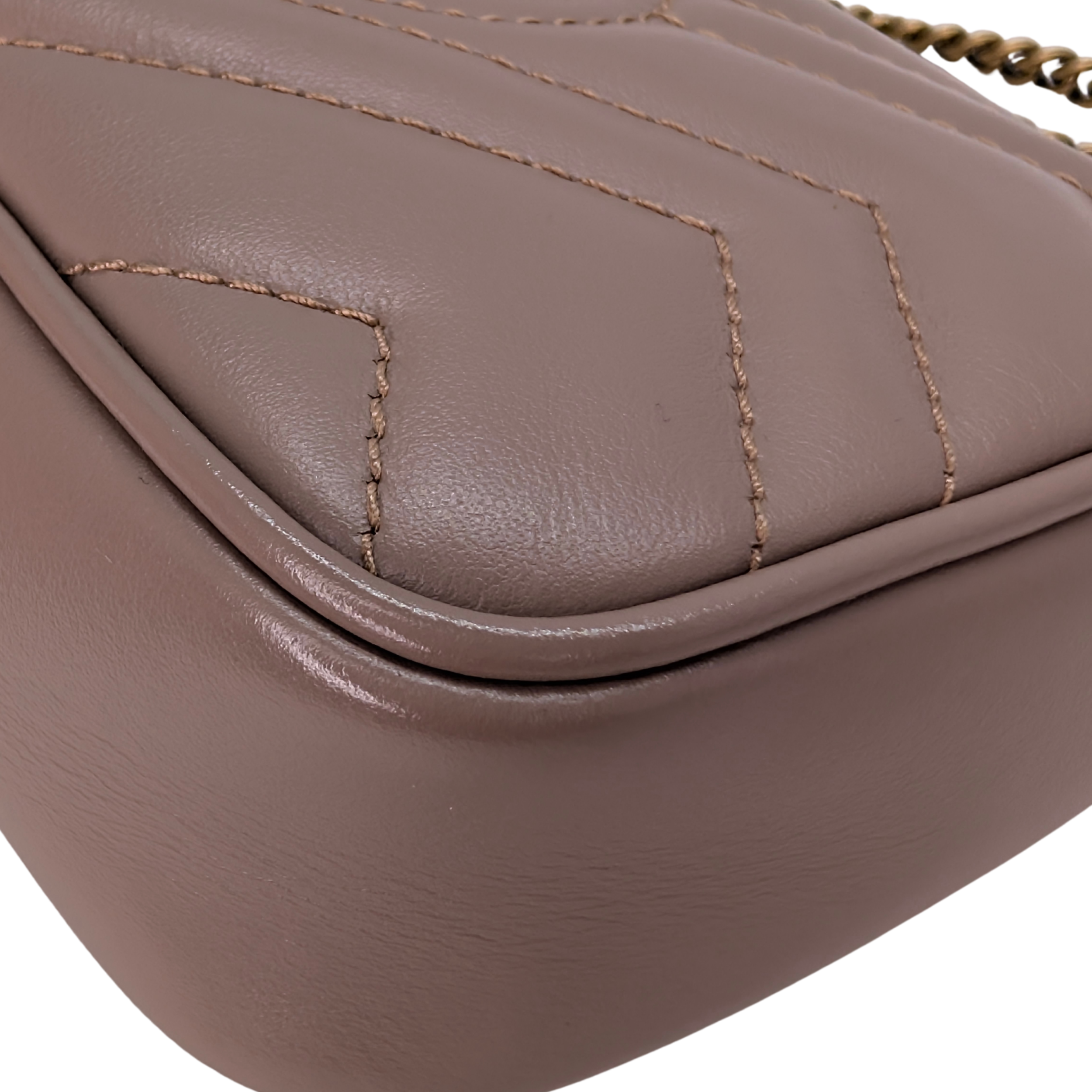 Gucci GG Marmont Matelasse Super Mini Shoulder Bag Taupe