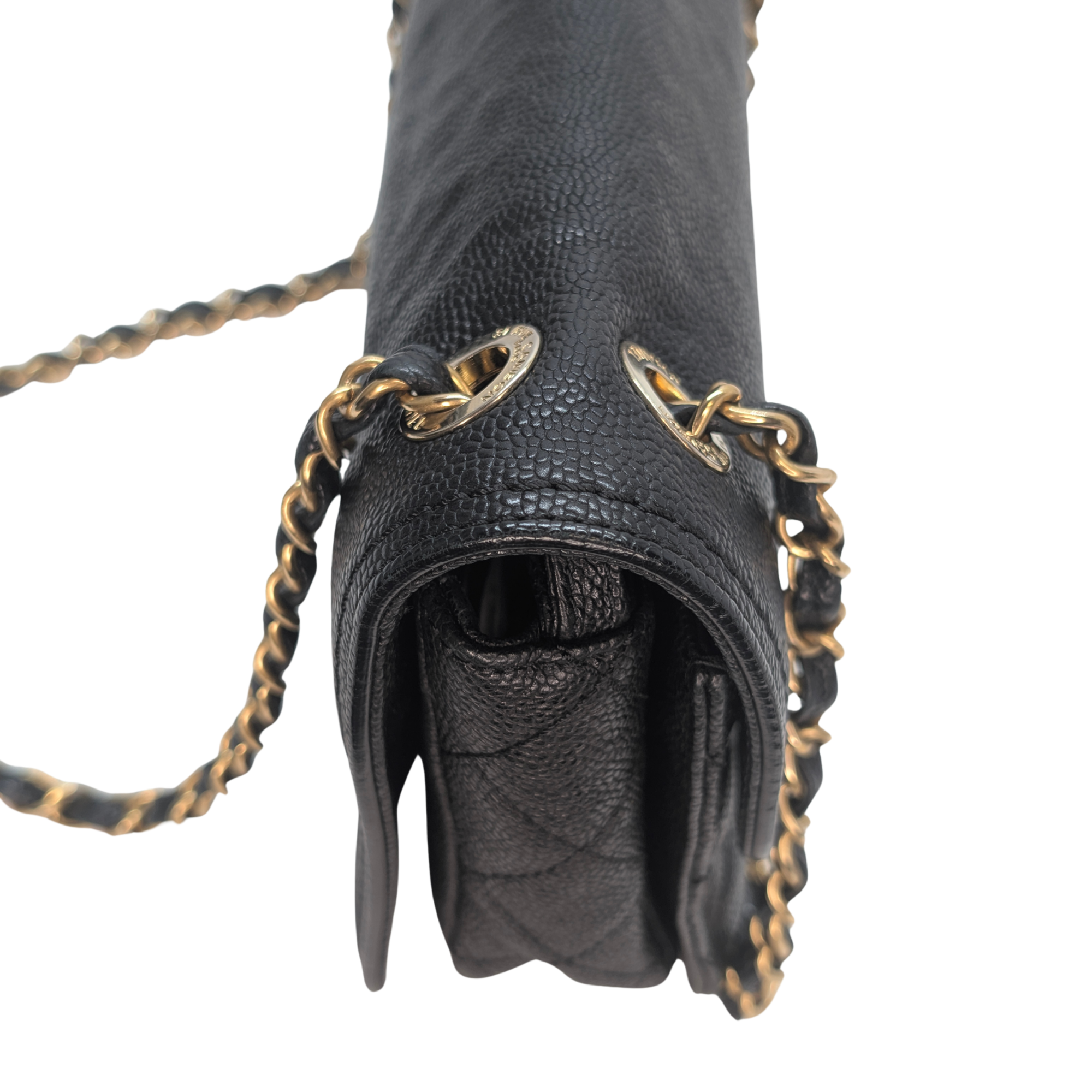 Chanel Mademoiselle 2.55 Cavier Leather Lock Flap Bag Black