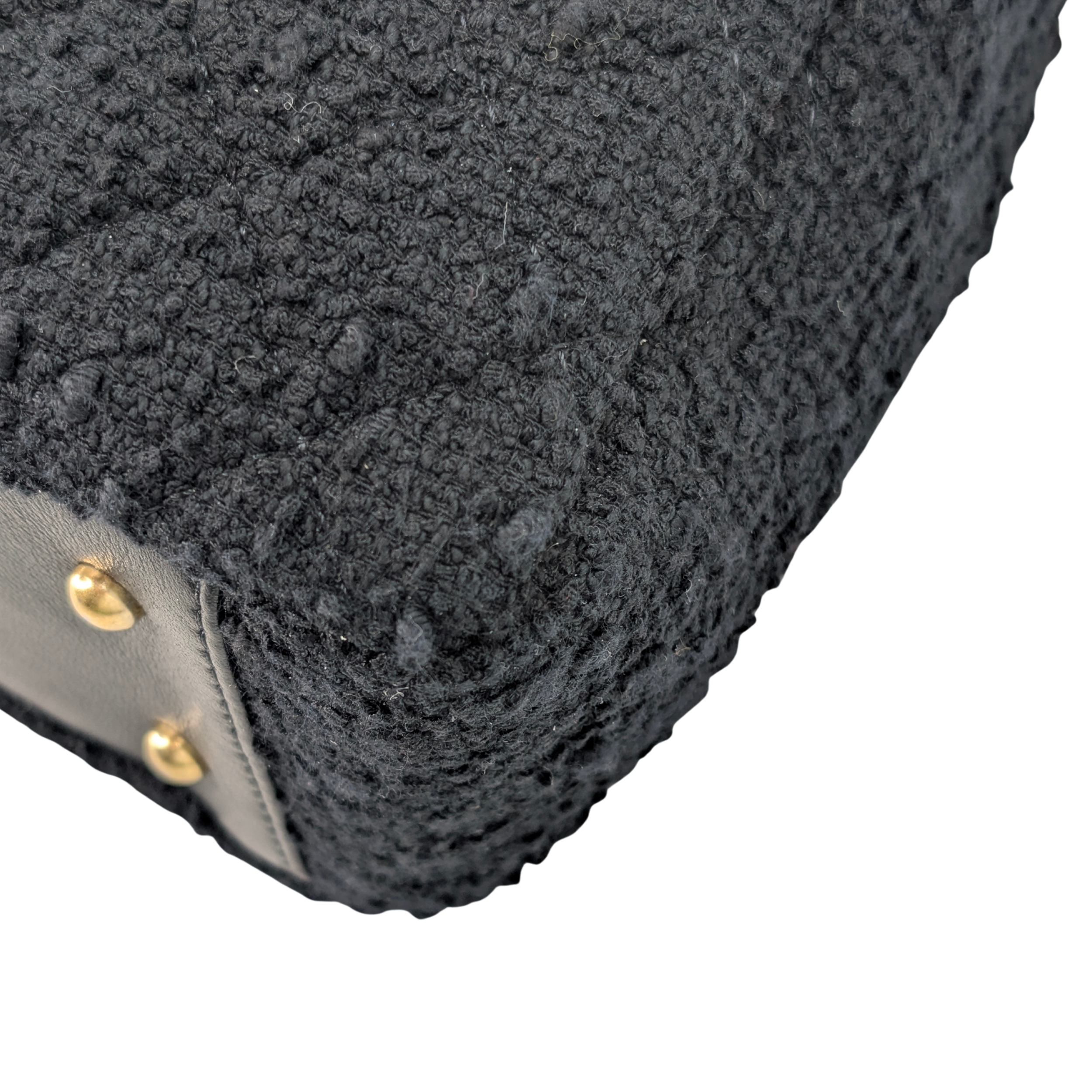 Chanel Top Handle Flap Tweed & Lambskin Bag GHW Black