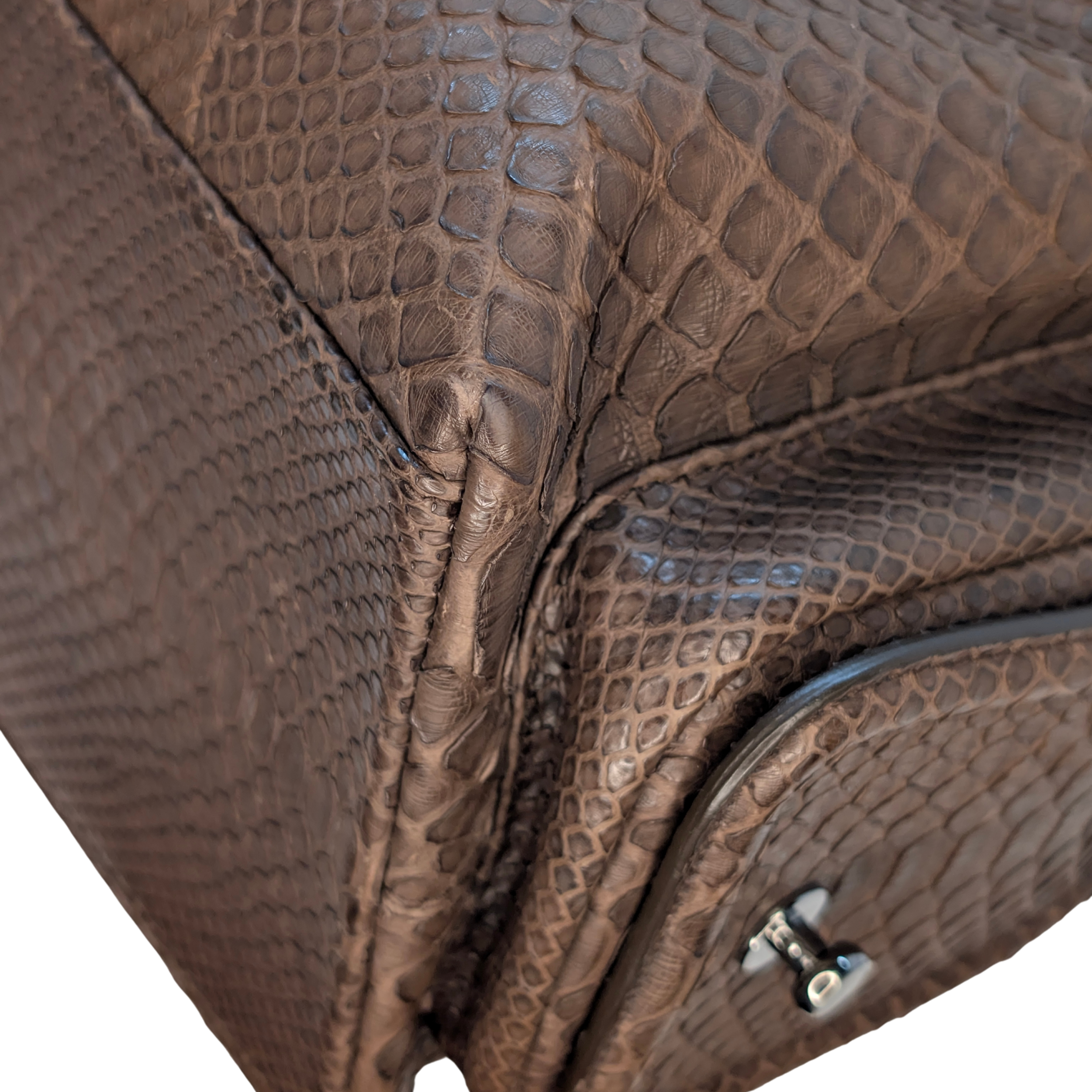 Bvlgari Limited Edition Brown Python Leather Chain Shoulder Bag