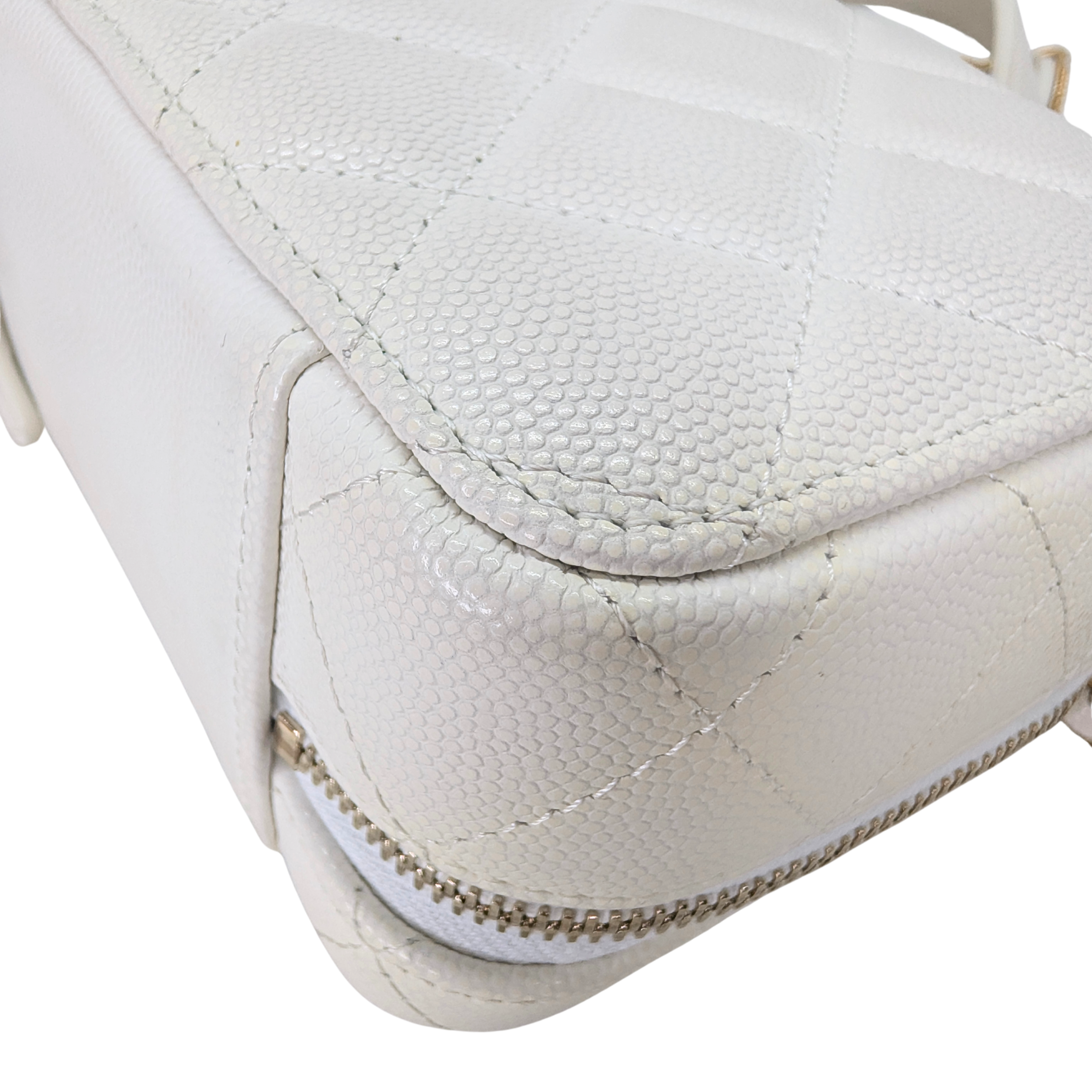 Chanel Mini Vanity with Chain Camera Bag Caviar White