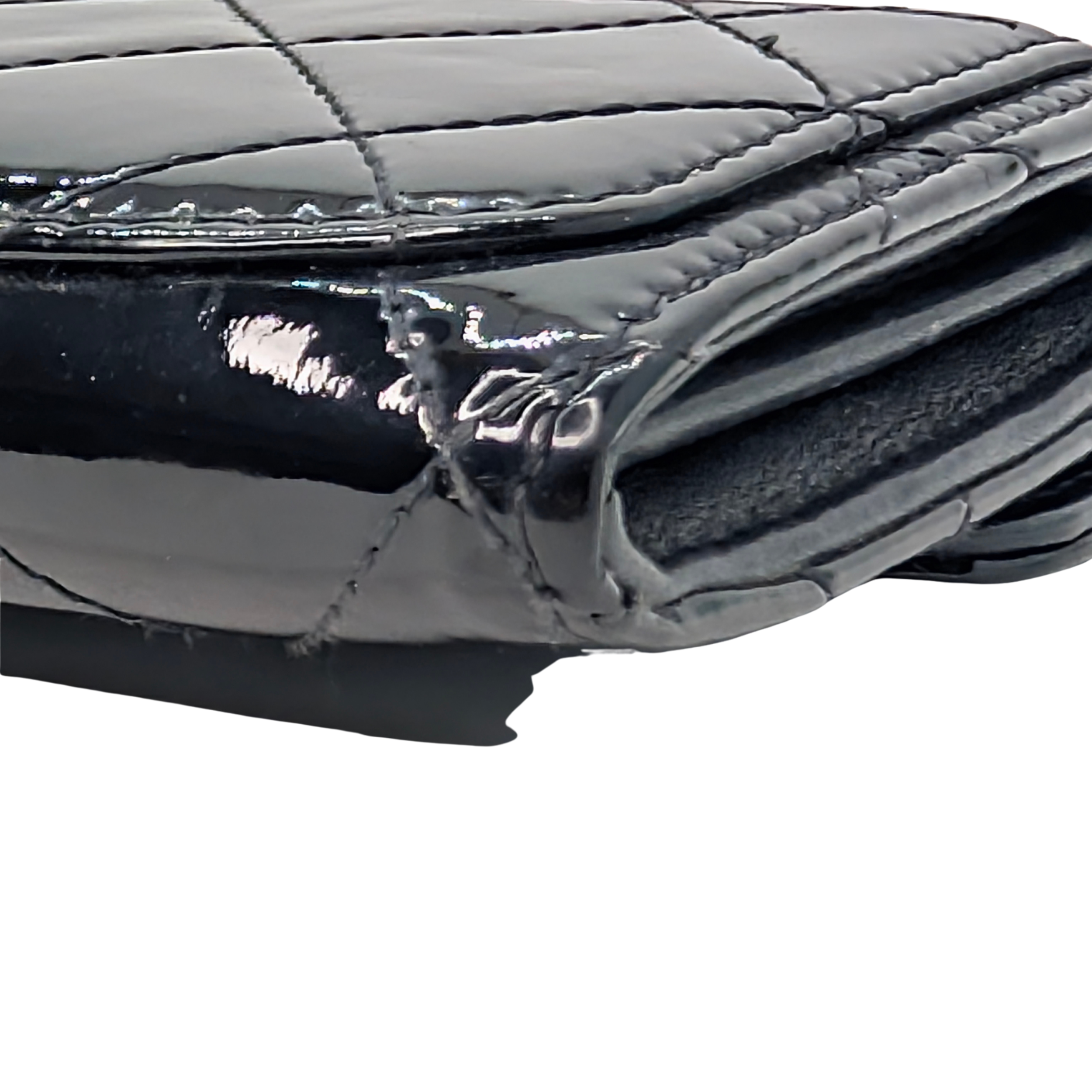 Chanel Classic Single Flap Small Matelassè Patent Folding Wallet Black