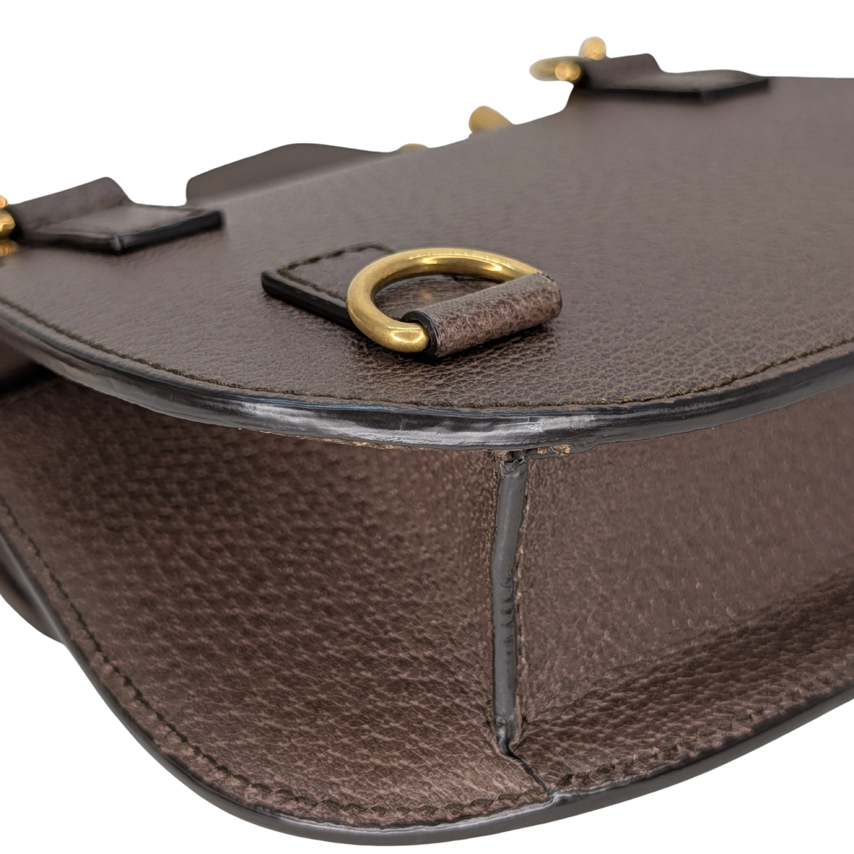 Gucci textured Animalier leather Saddle Crossbody Bag Brown