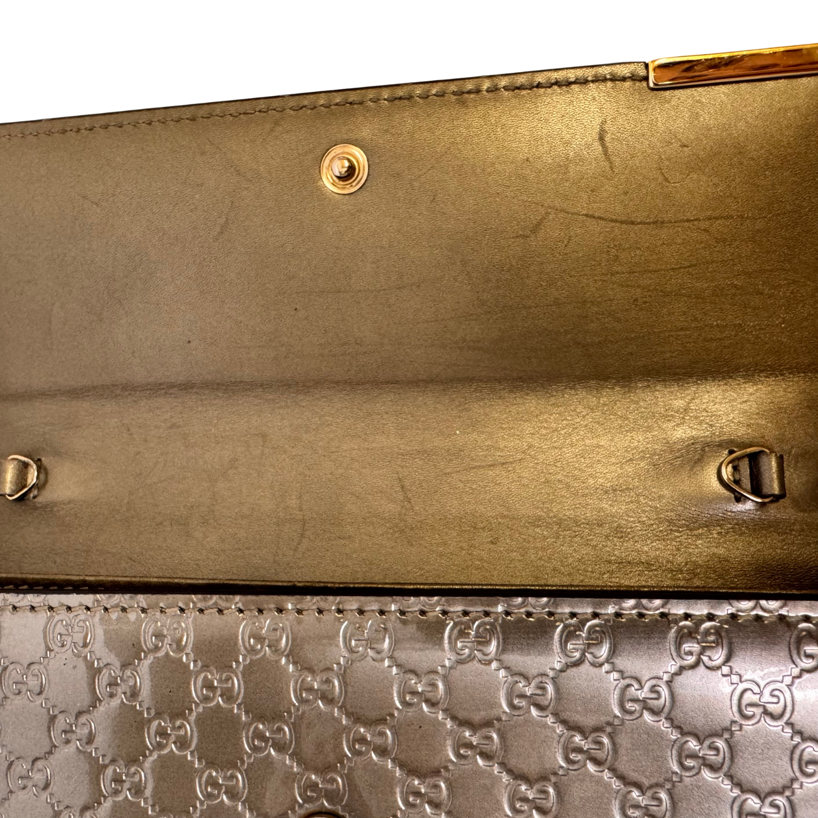 Gucci Leather Wallet on Chain Metallic Silver-Bronze