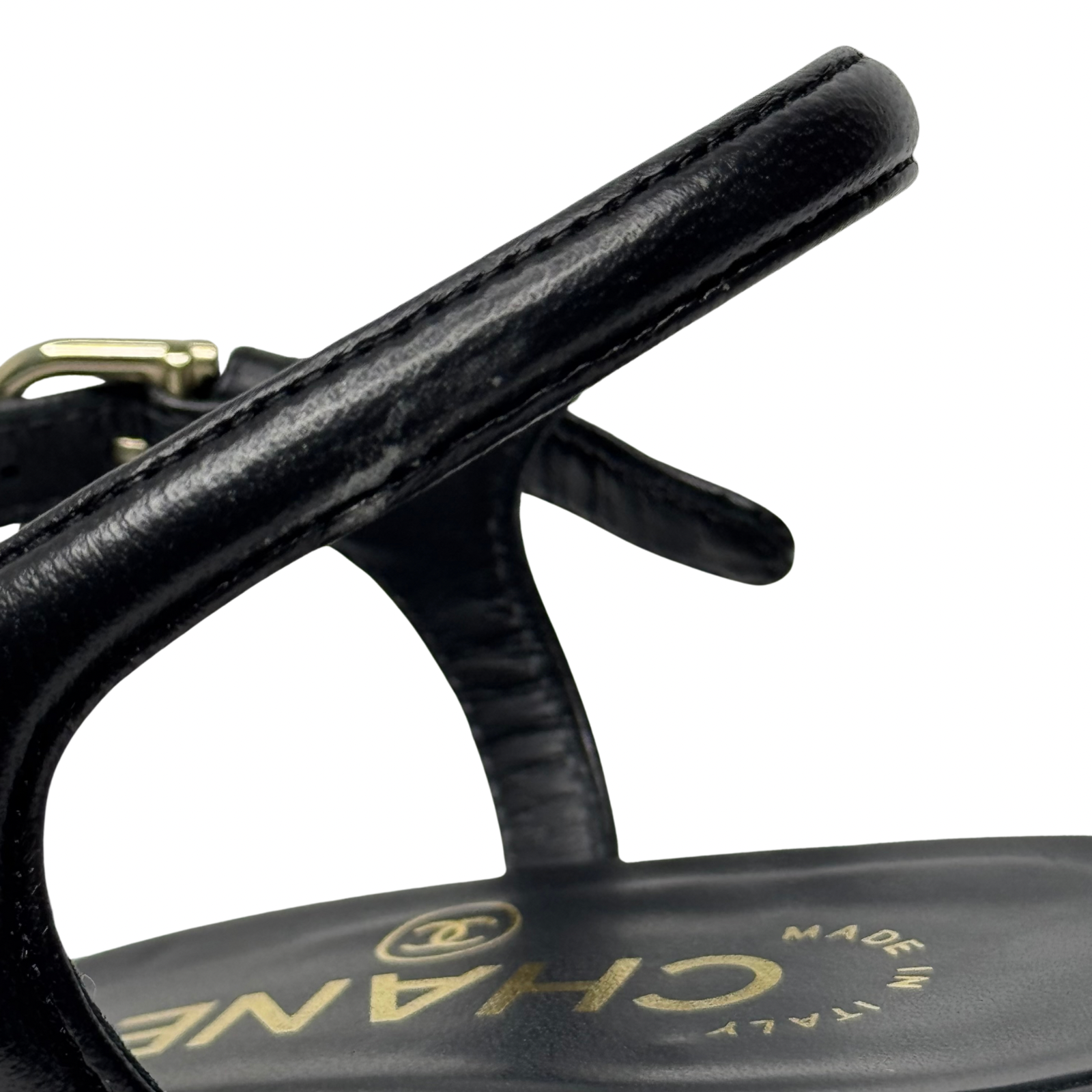 Chanel Black Lambskin Leather Classic Sandals – Size 36C