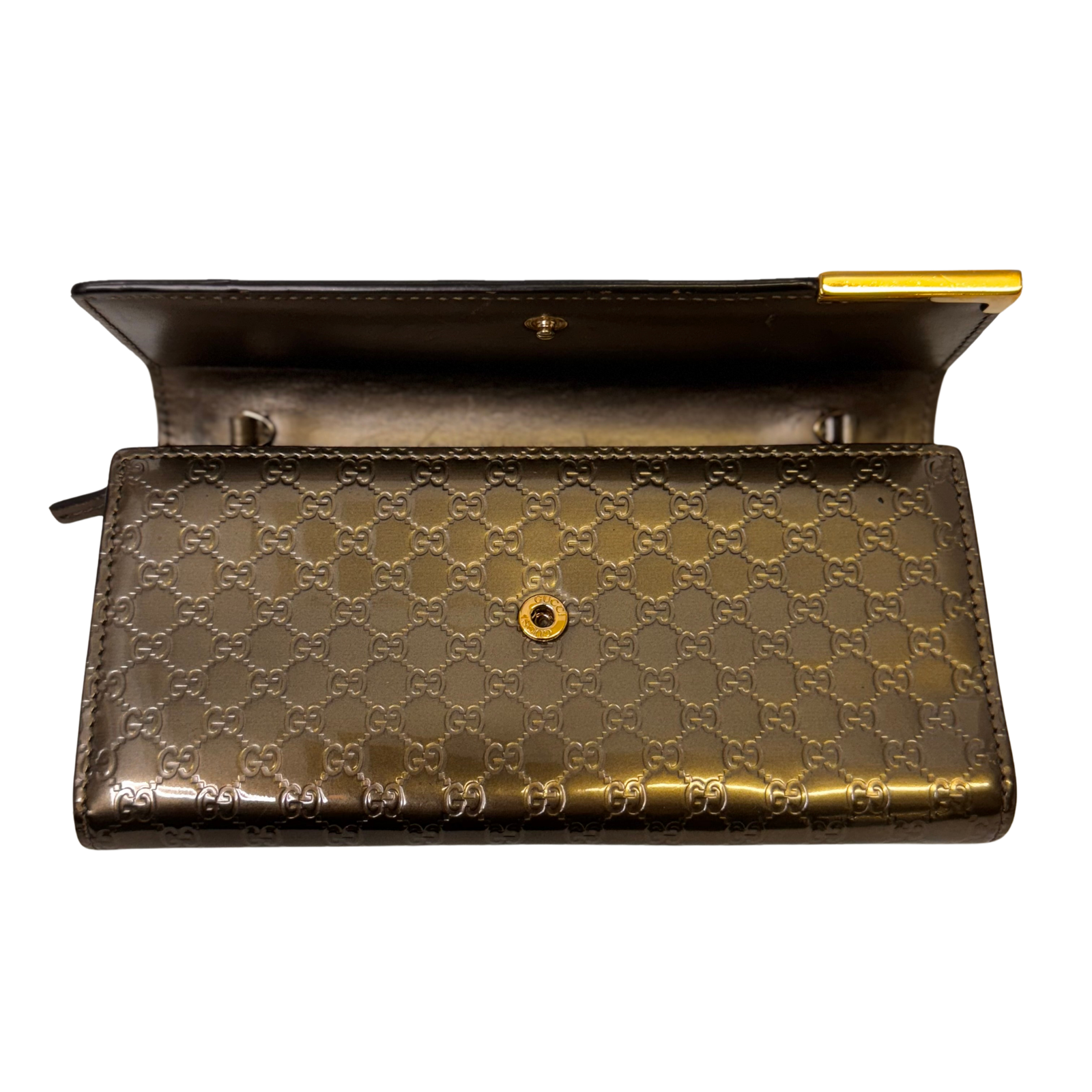Gucci Leather Wallet on Chain Metallic Silver-Bronze