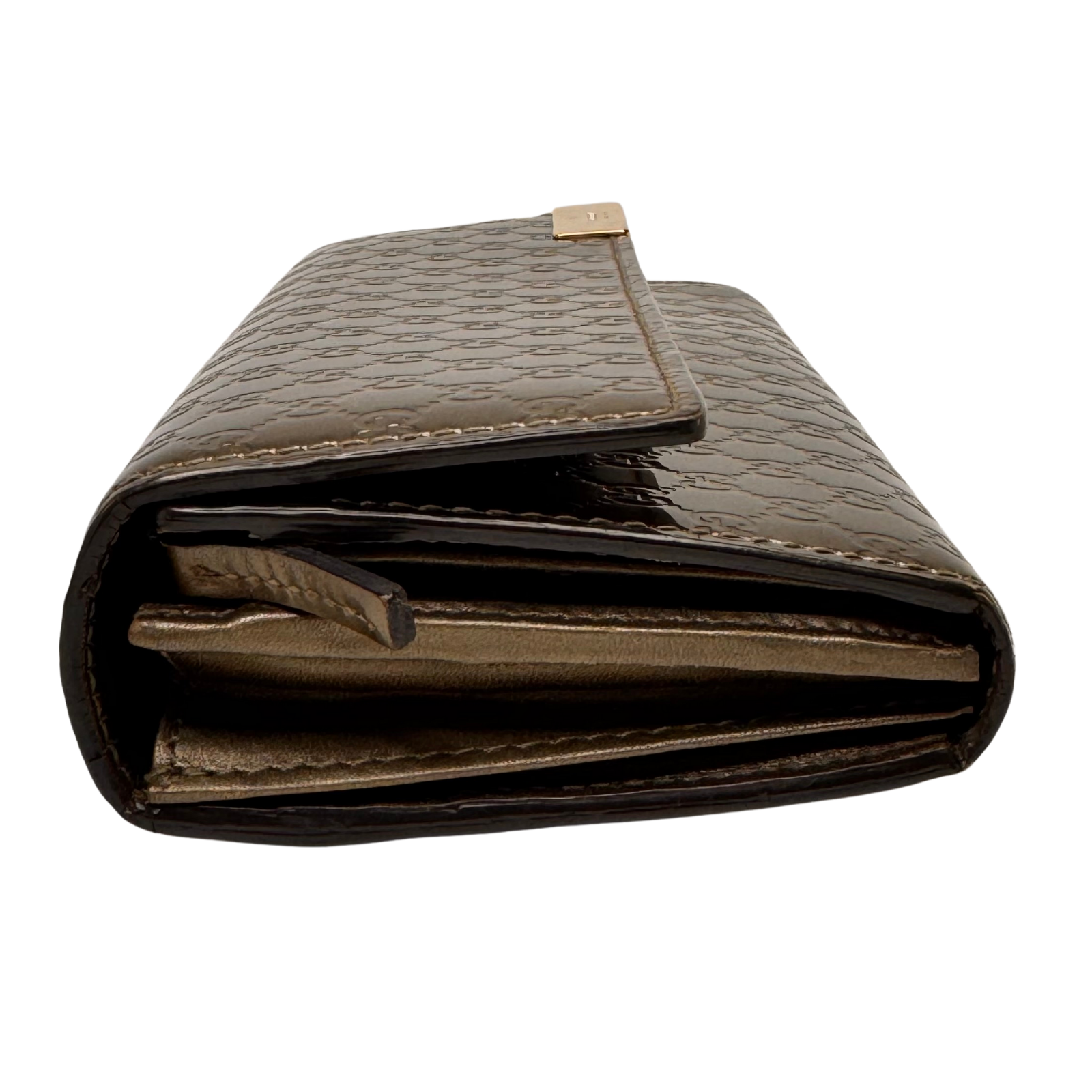 Gucci Leather Wallet on Chain Metallic Silver-Bronze