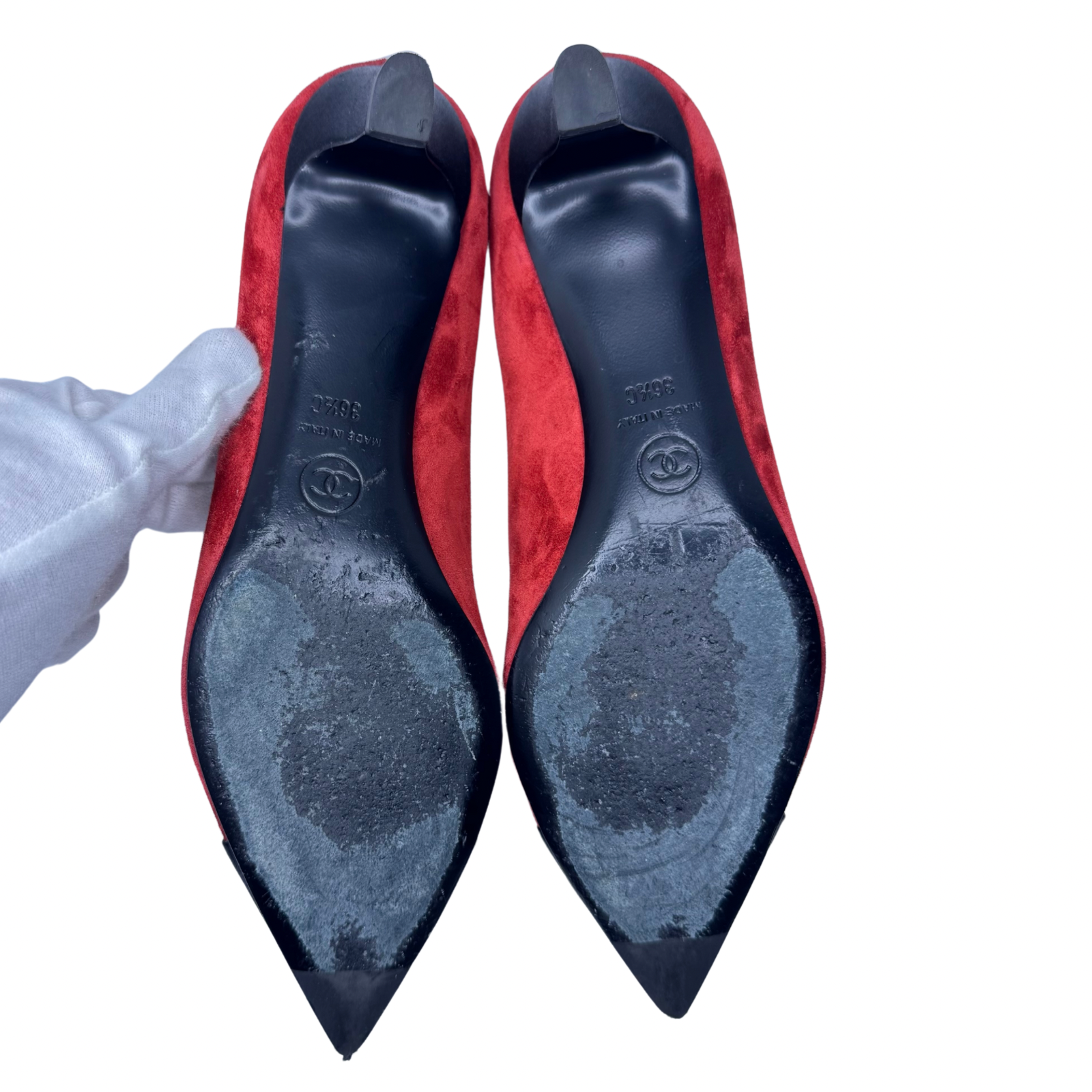 Chanel Suede Satin Cap Toe Gabrielle Ballerina Heels – Size 36.5