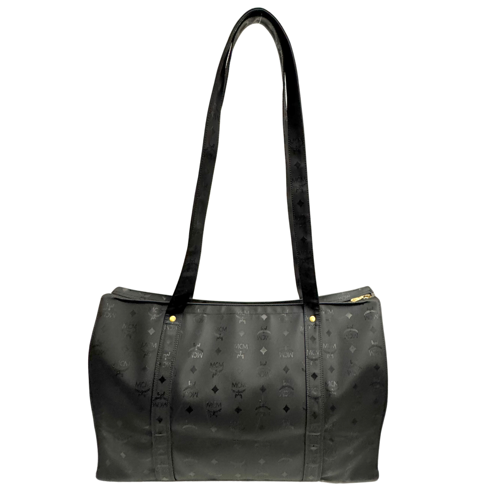 MCM Large Visetos Nylon Tote Bag Black
