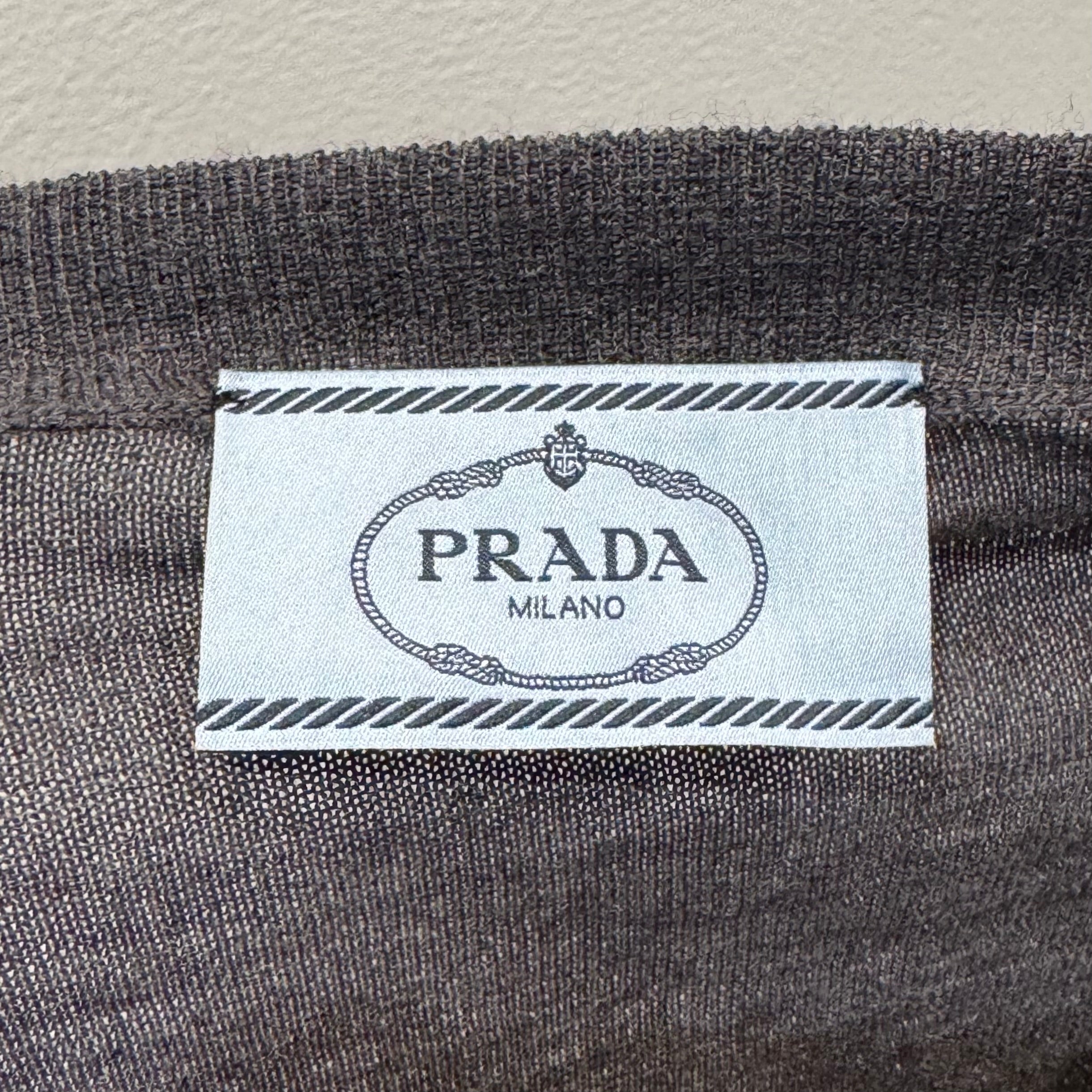Prada Virgin Wool Relaxed Knit Sweater Grey