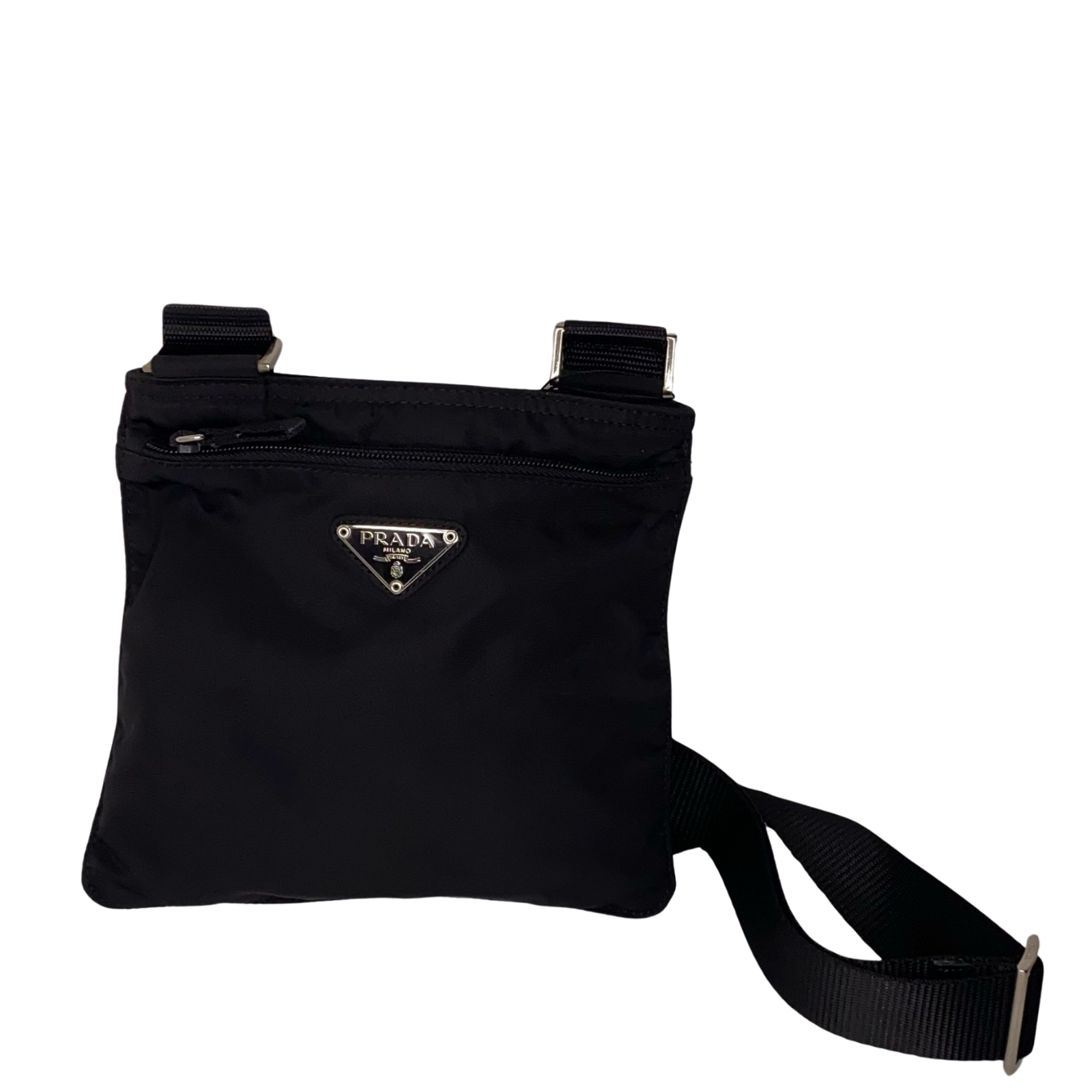 Prada Black Nylon Crossbody Messenger Black Bag