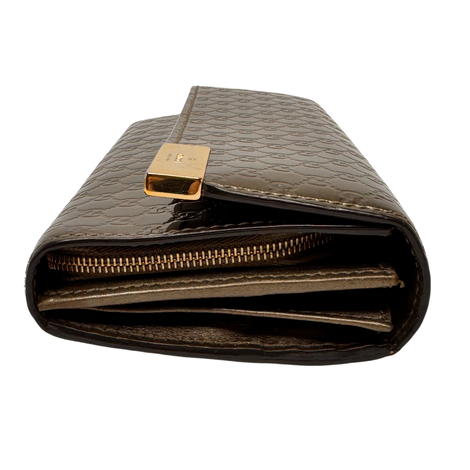 Gucci Leather Wallet on Chain Metallic Silver-Bronze