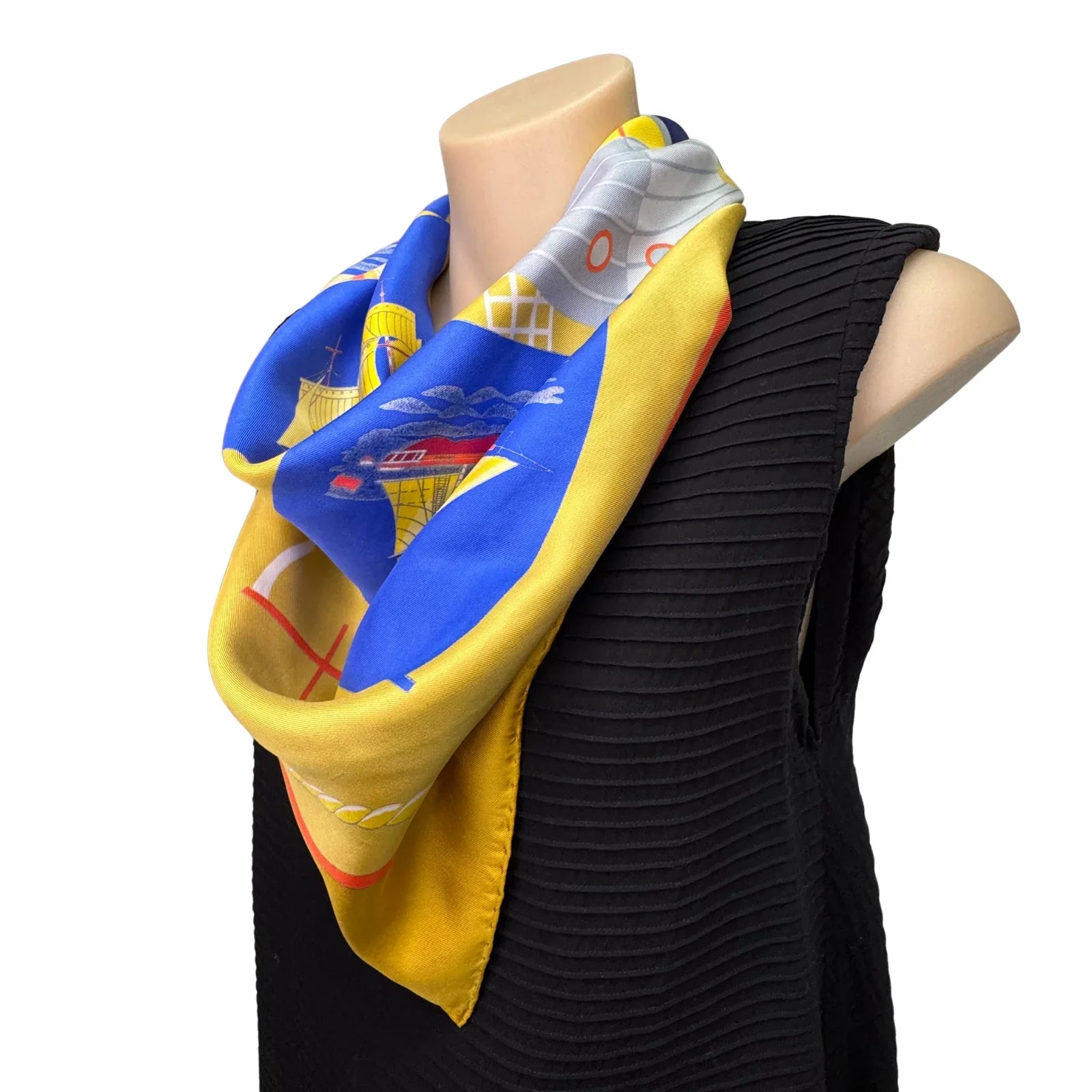 Hermès Grand Largue Silk Scarf Yellow
