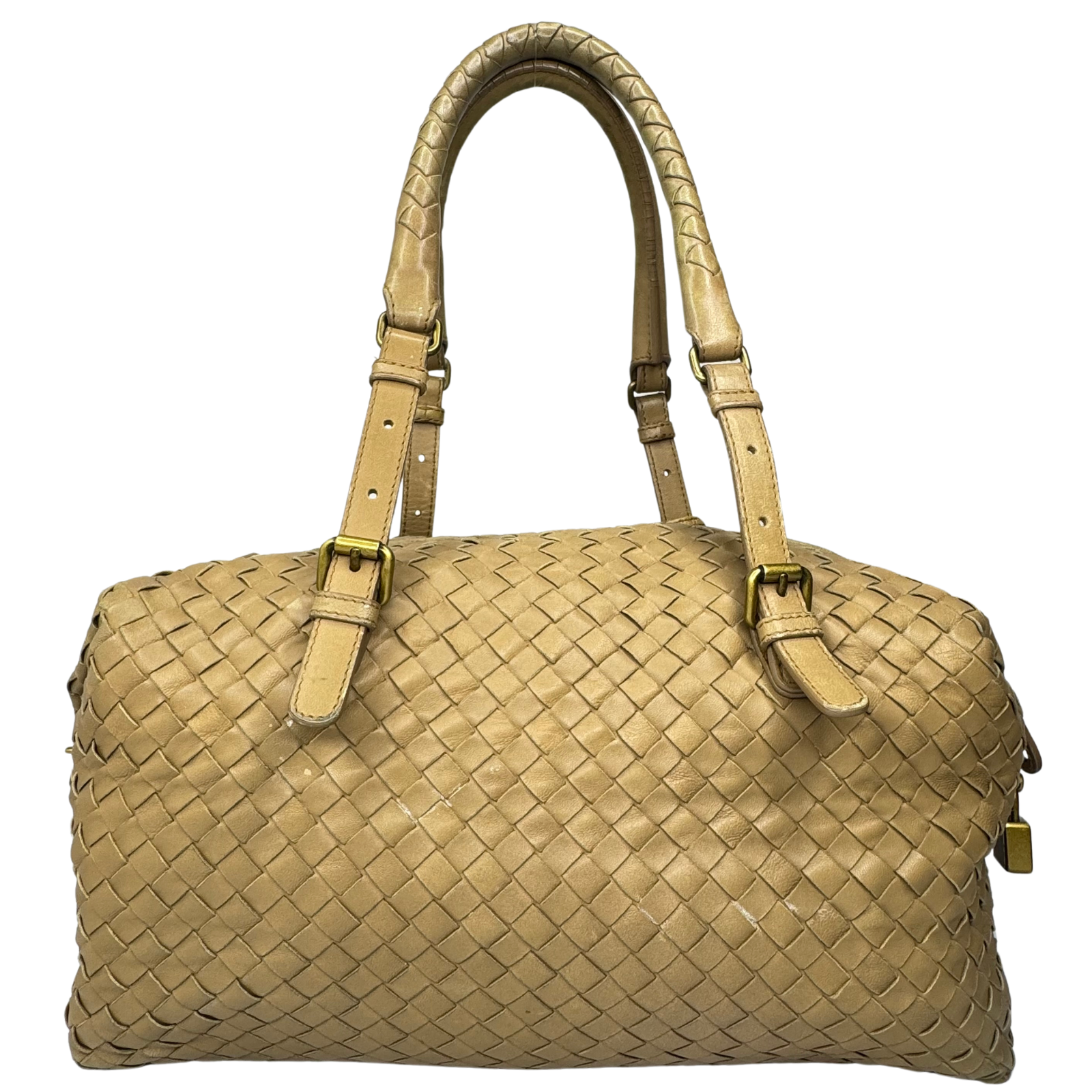 Bottega Veneta Nappa Intrecciato Padlock Montaigne Moutarde Beige Bag