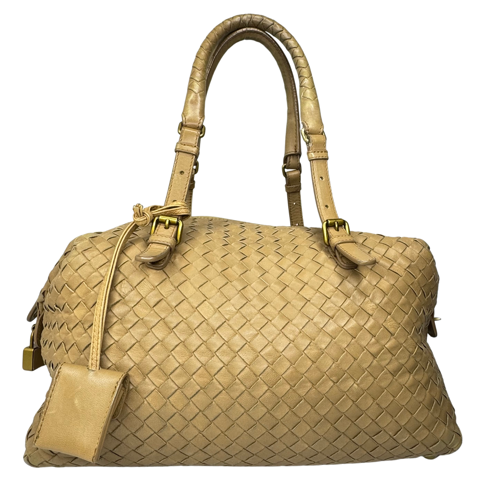 Bottega Veneta Nappa Intrecciato Padlock Montaigne Moutarde Beige Bag