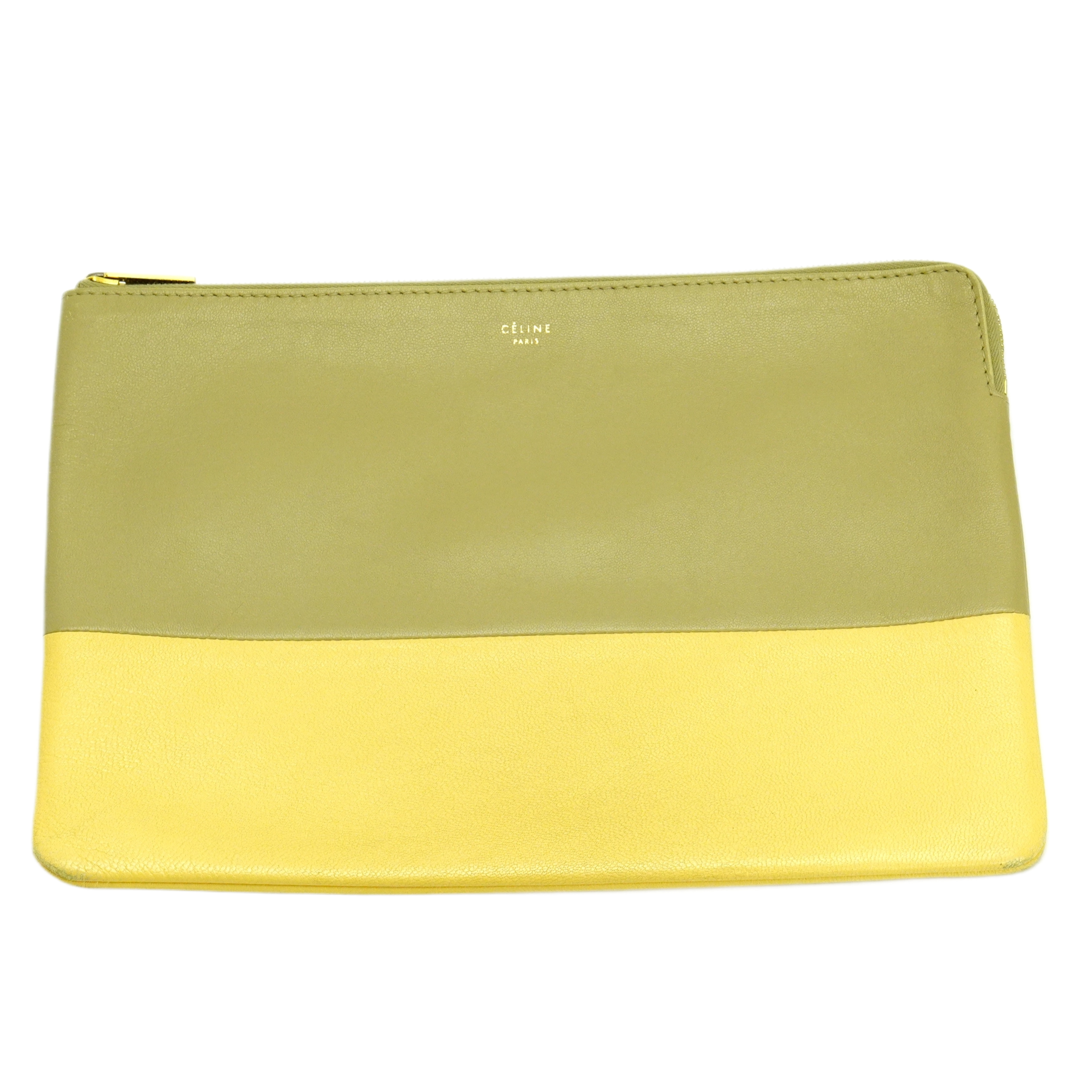 Celine Lambskin Yellow/Grey Clutch Pouch