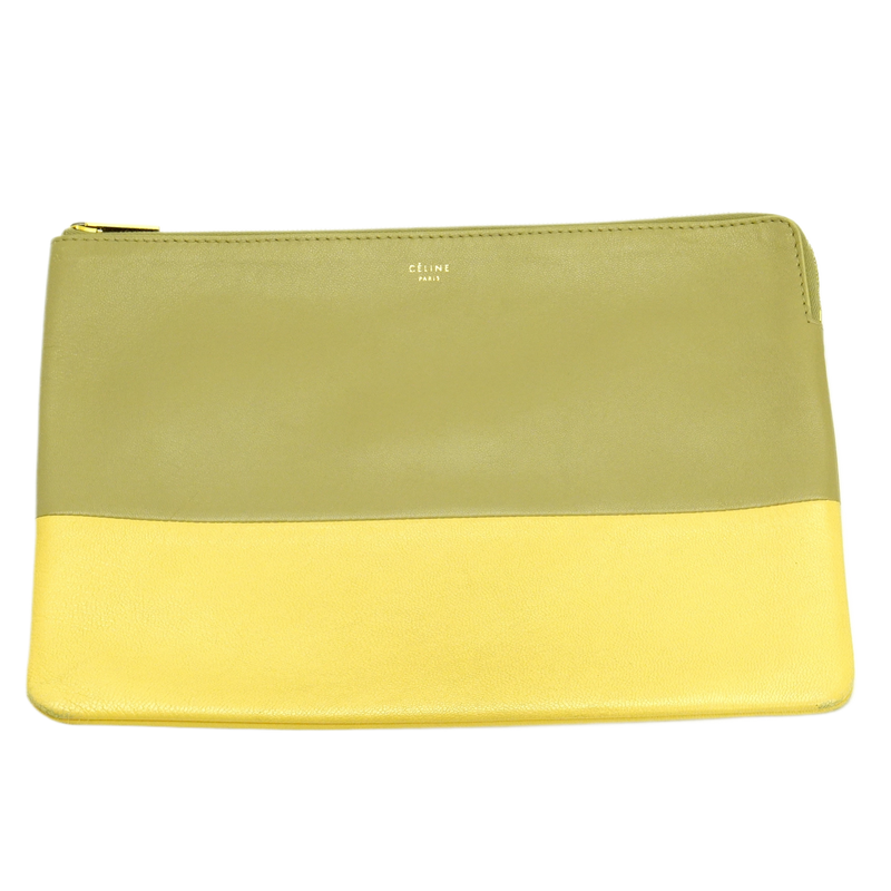 Celine Lambskin Yellow/Grey Clutch Pouch