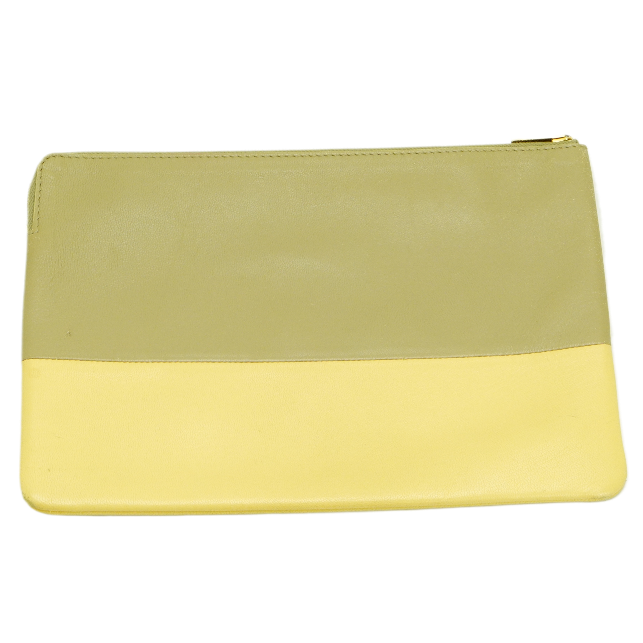 Celine Lambskin Yellow/Grey Clutch Pouch