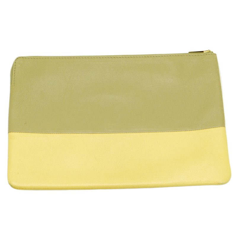 Celine Lambskin Yellow/Grey Clutch Pouch