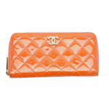 Chanel Orange Enamel Matelassé Wallet