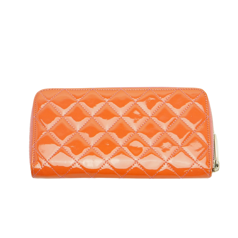 Chanel Orange Enamel Matelassé Wallet