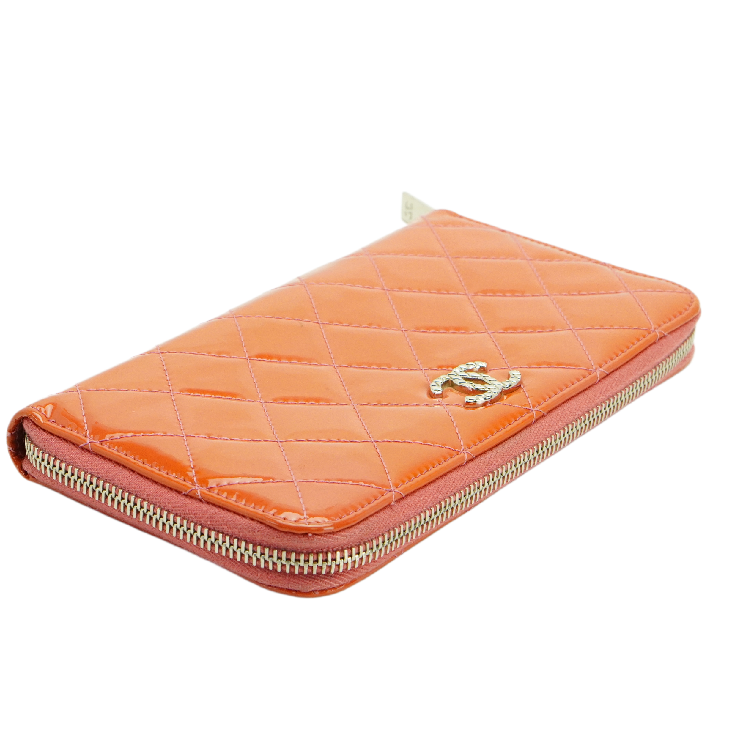 Chanel Orange Enamel Matelassé Wallet