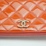 Chanel Orange Enamel Matelassé Wallet